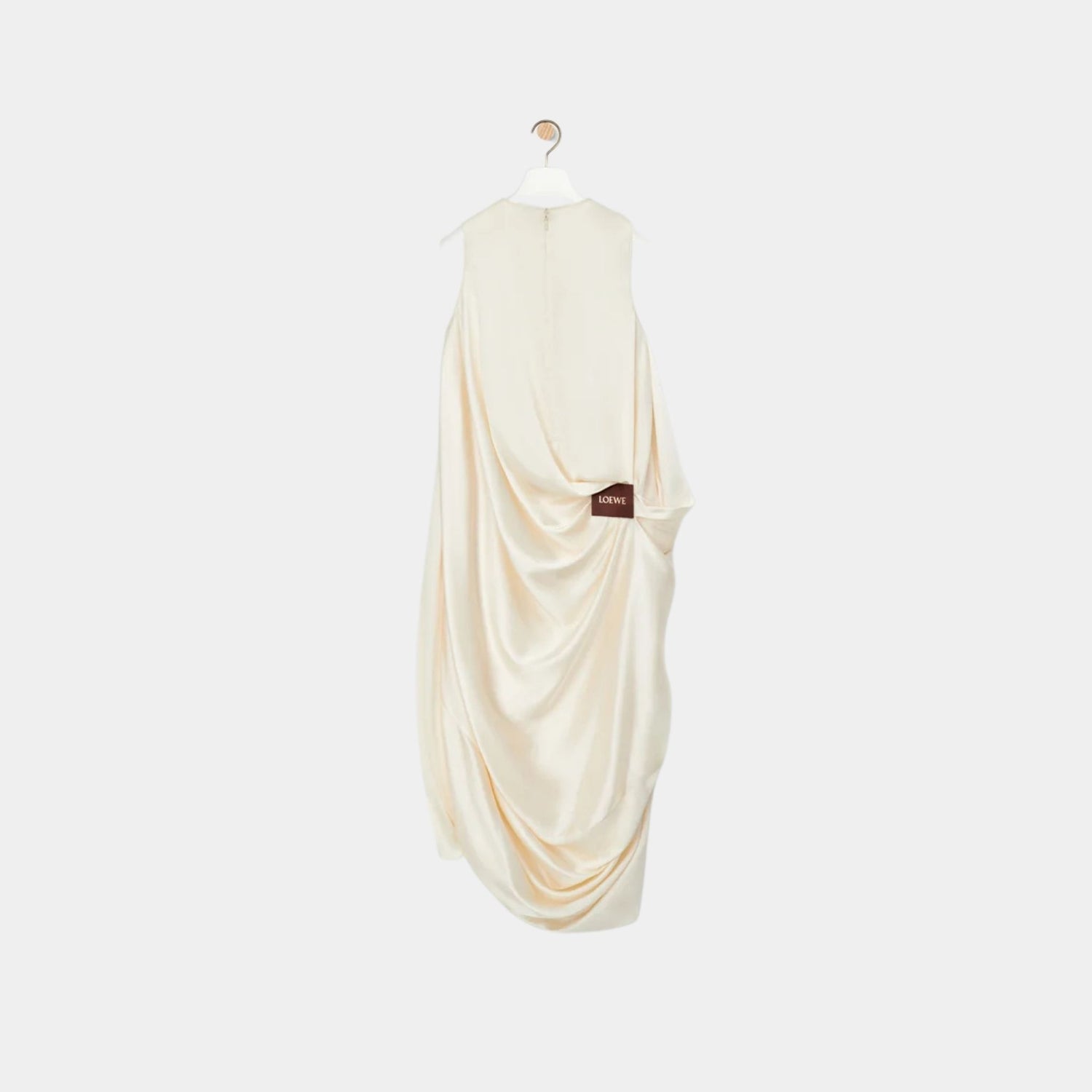 Loewe Draped Dress in Silk, Ivory, Back