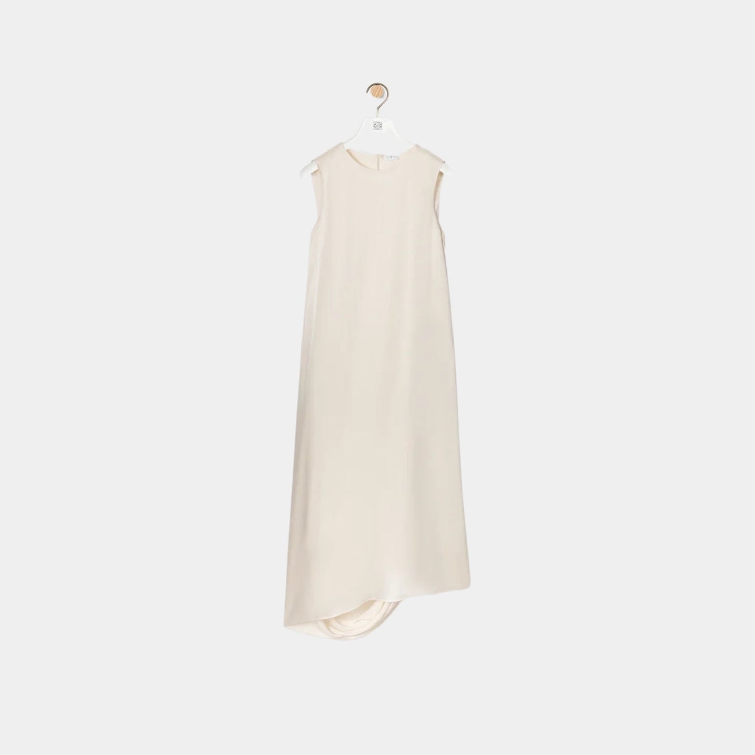 Loewe Draped Dress in Silk, Ivory, Front