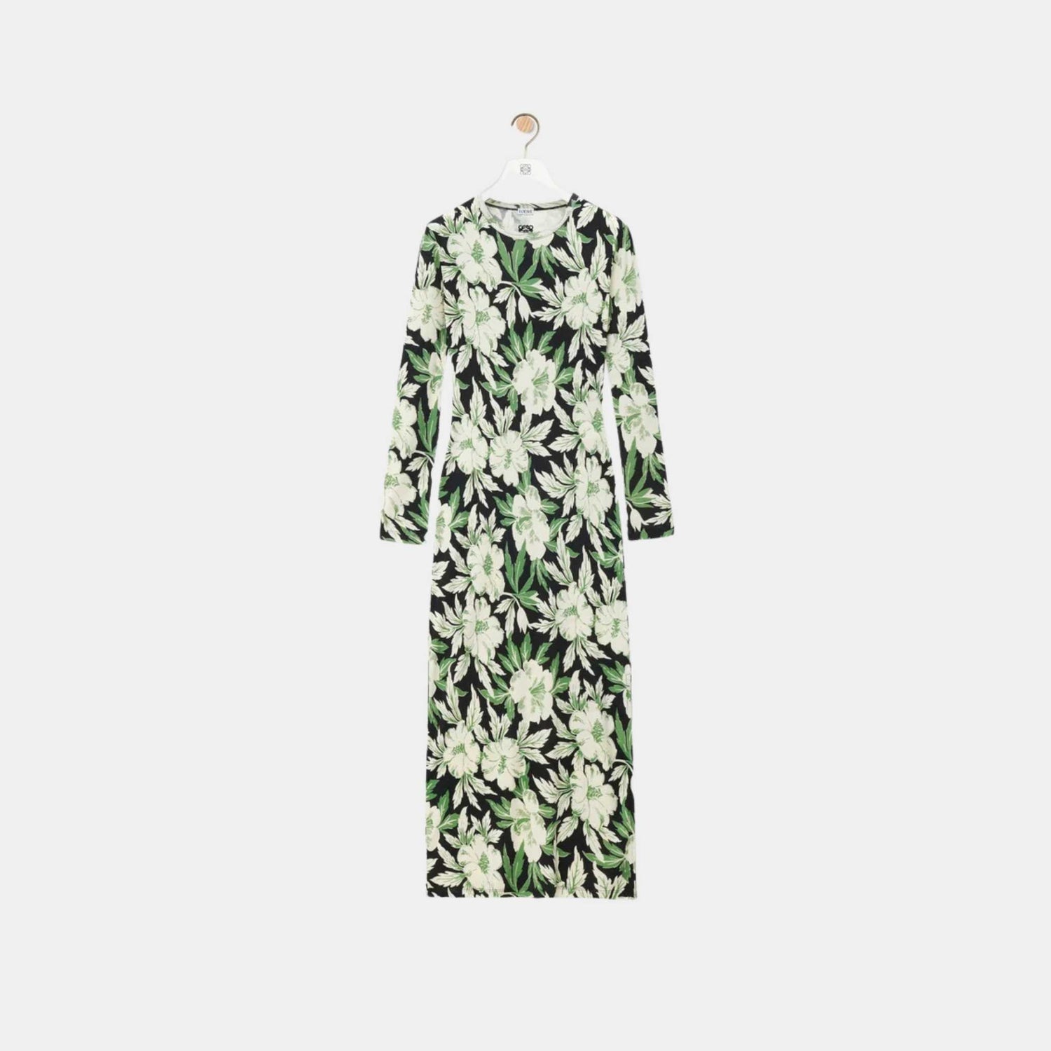 Loewe Dress in Silk and Cotton Hibiscus Floral Print, Front