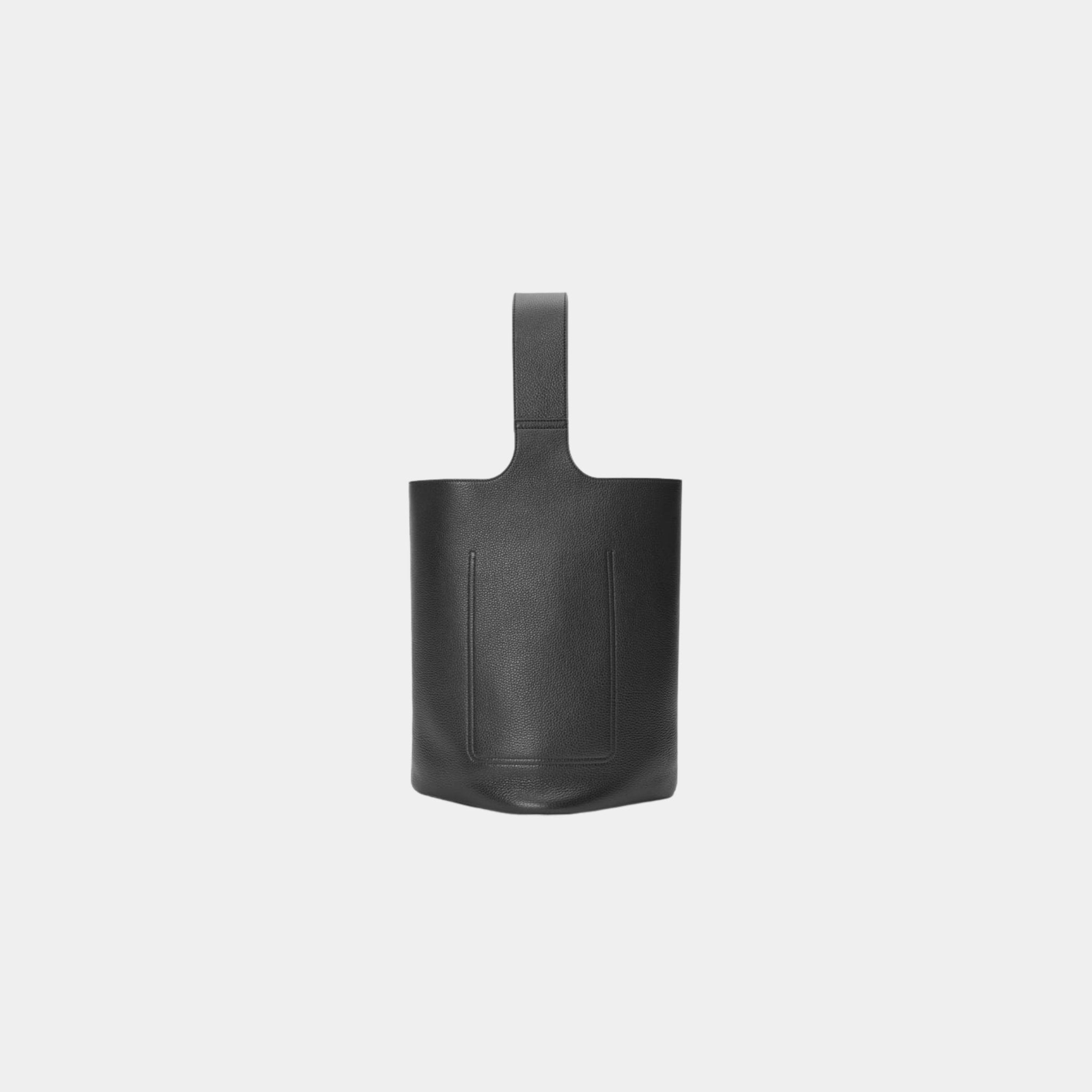 Loewe Large Pebble Bucket In Supple Grained Calfskin, Black, Back