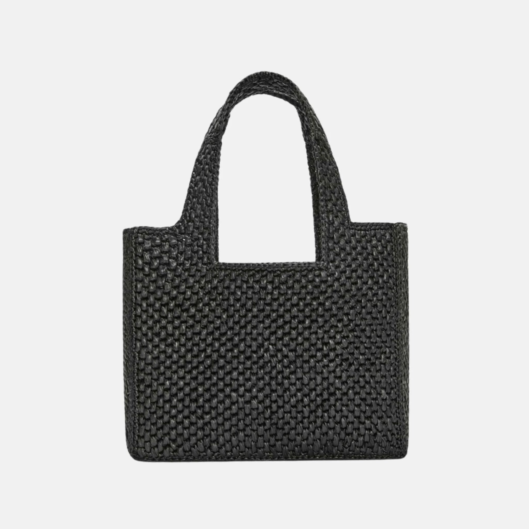 Loewe Medium Font Tote in Raffia, Black, Back