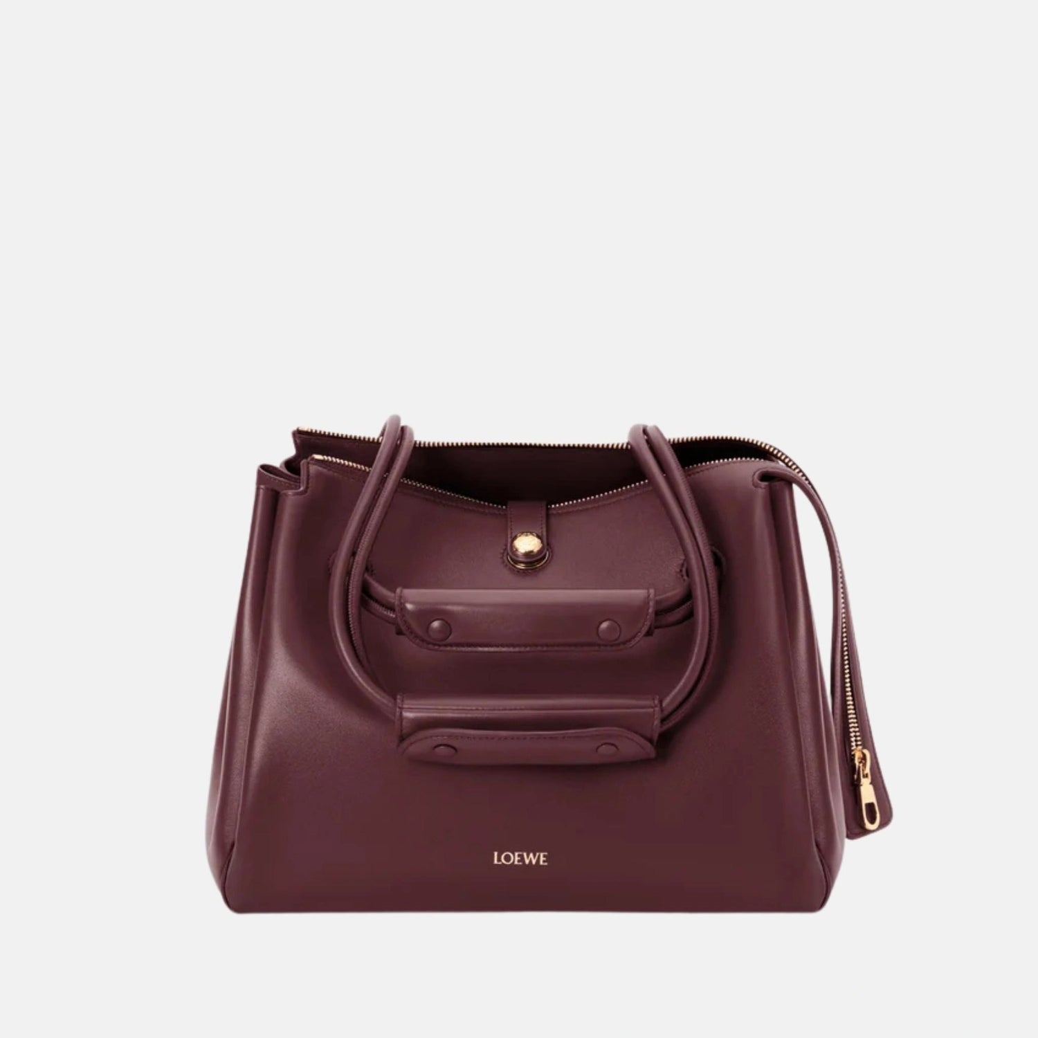 Loewe Medium Madrid Bag in Supple Calfskin, Burgundy, Front