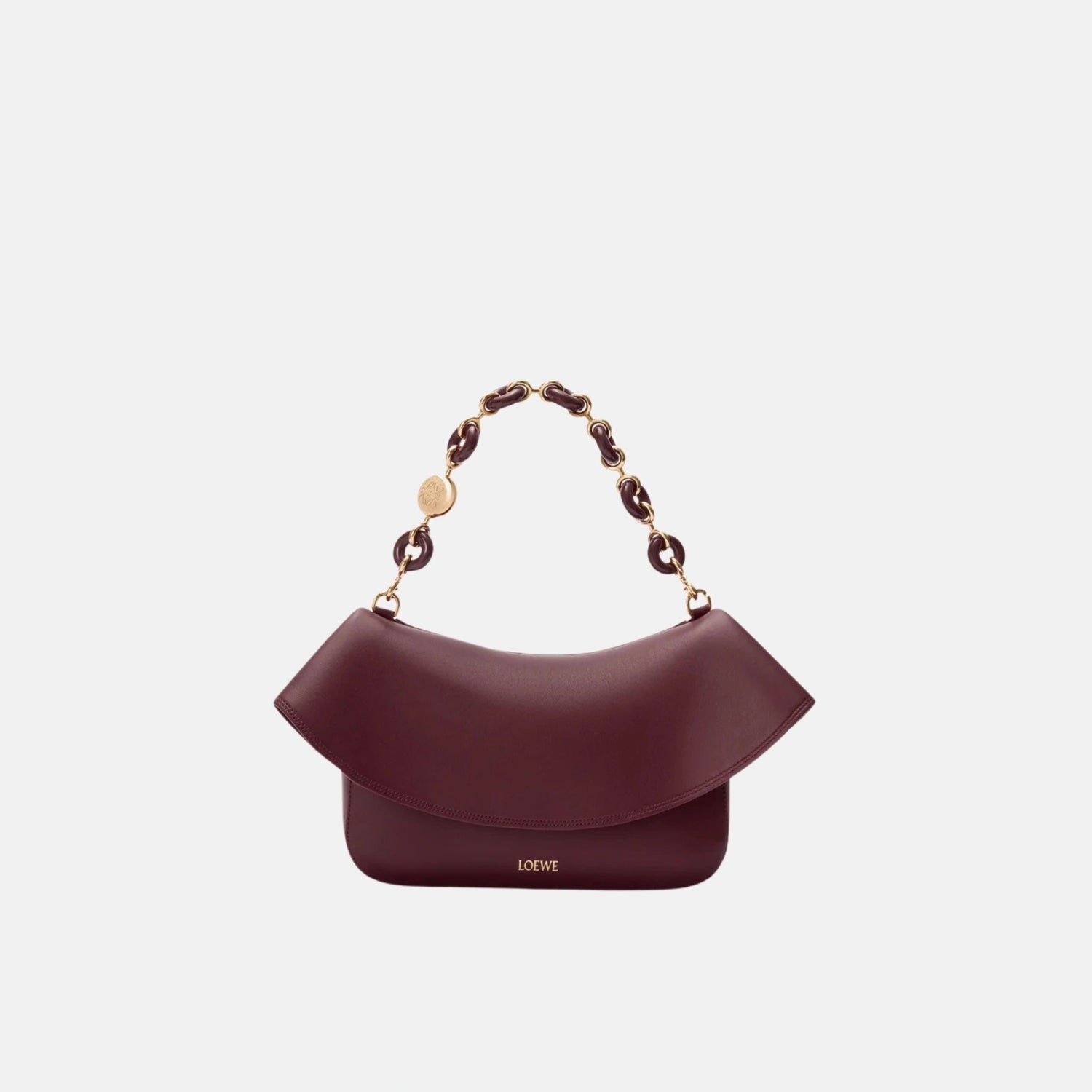 Loewe Medium Ola Bag in Smooth Calfskin, Burgundy, Full