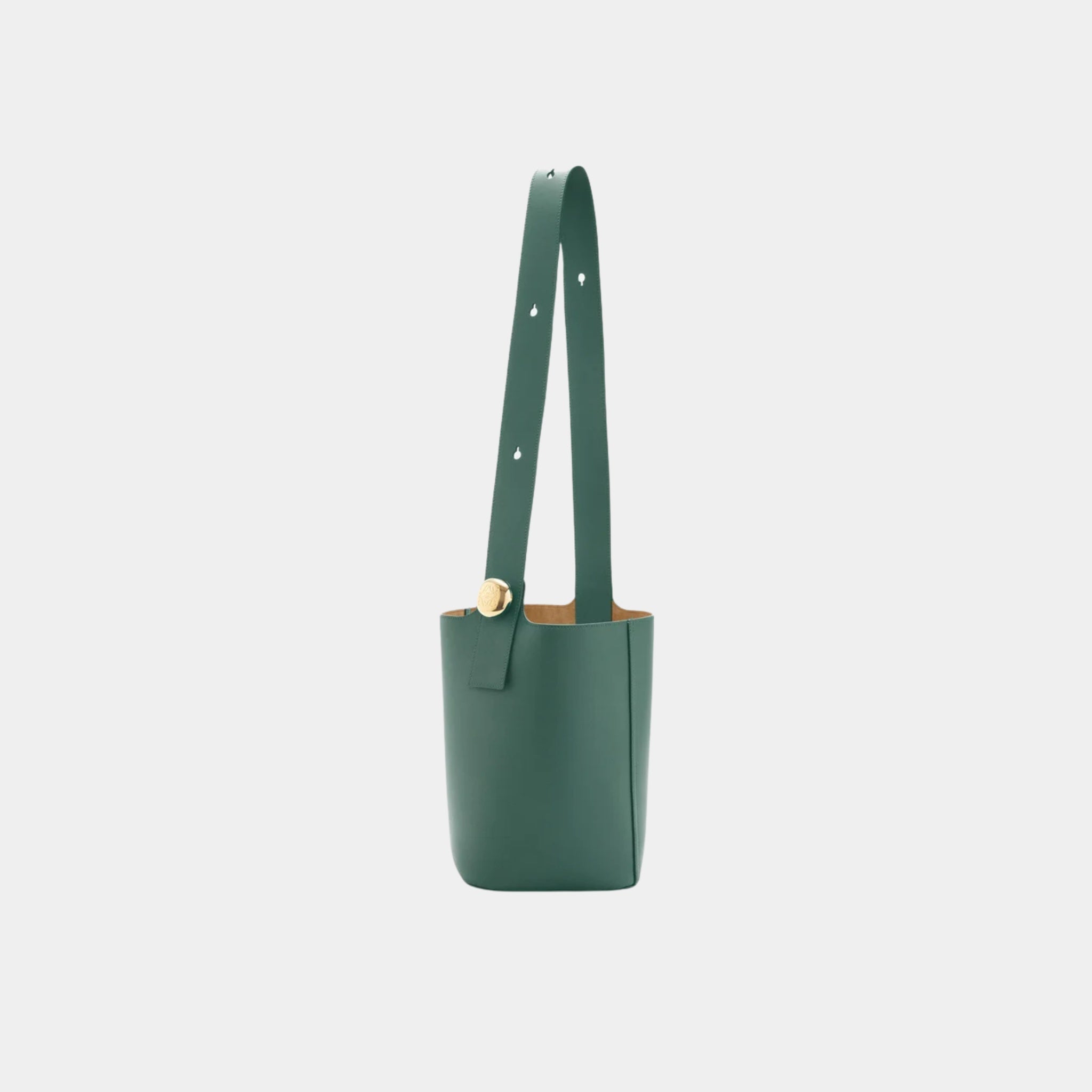 Loewe Medium Pebble Bucket Bag Smooth Calf Leather, Vetiver, Back