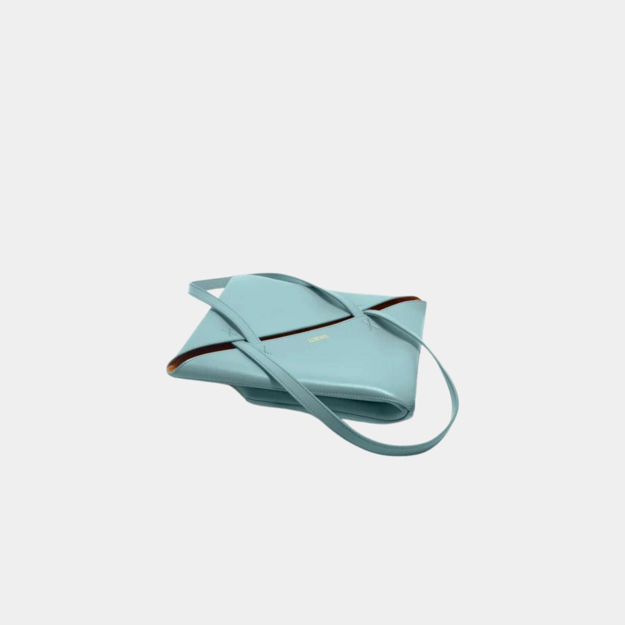 Loewe Medium Puzzle Fold Tote In Shiny Calfskin, Water, Flat
