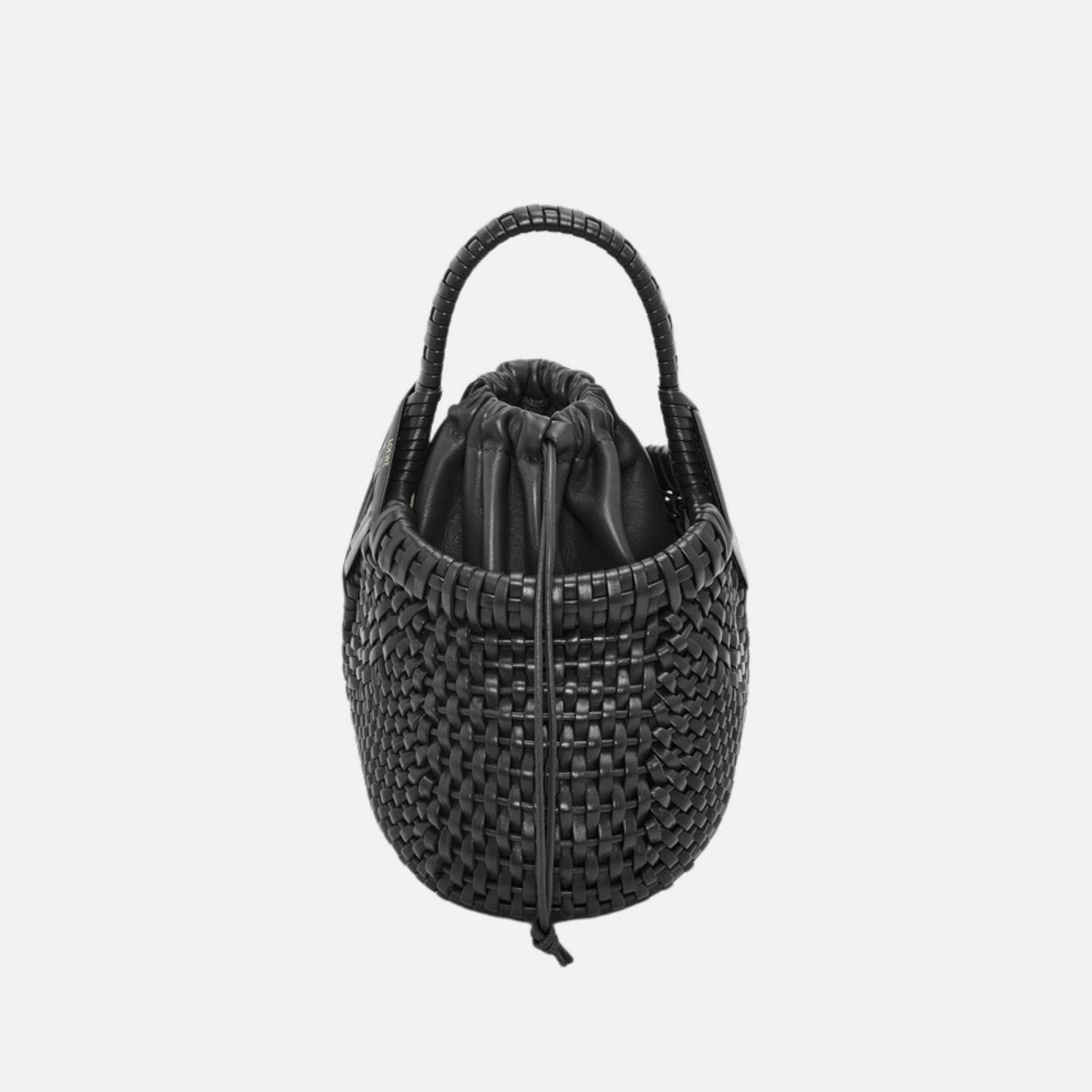 Loewe Mini Diamond Round Basket Bag in Calfskin, Black, Side