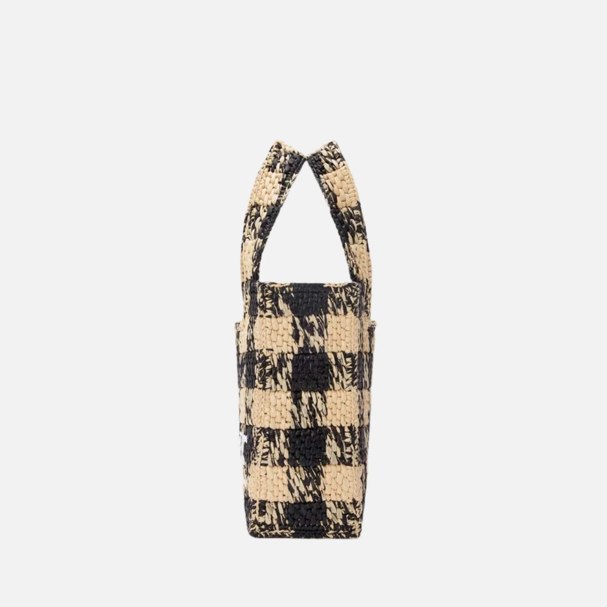 Loewe Mini Font Tote in Raffia, Side