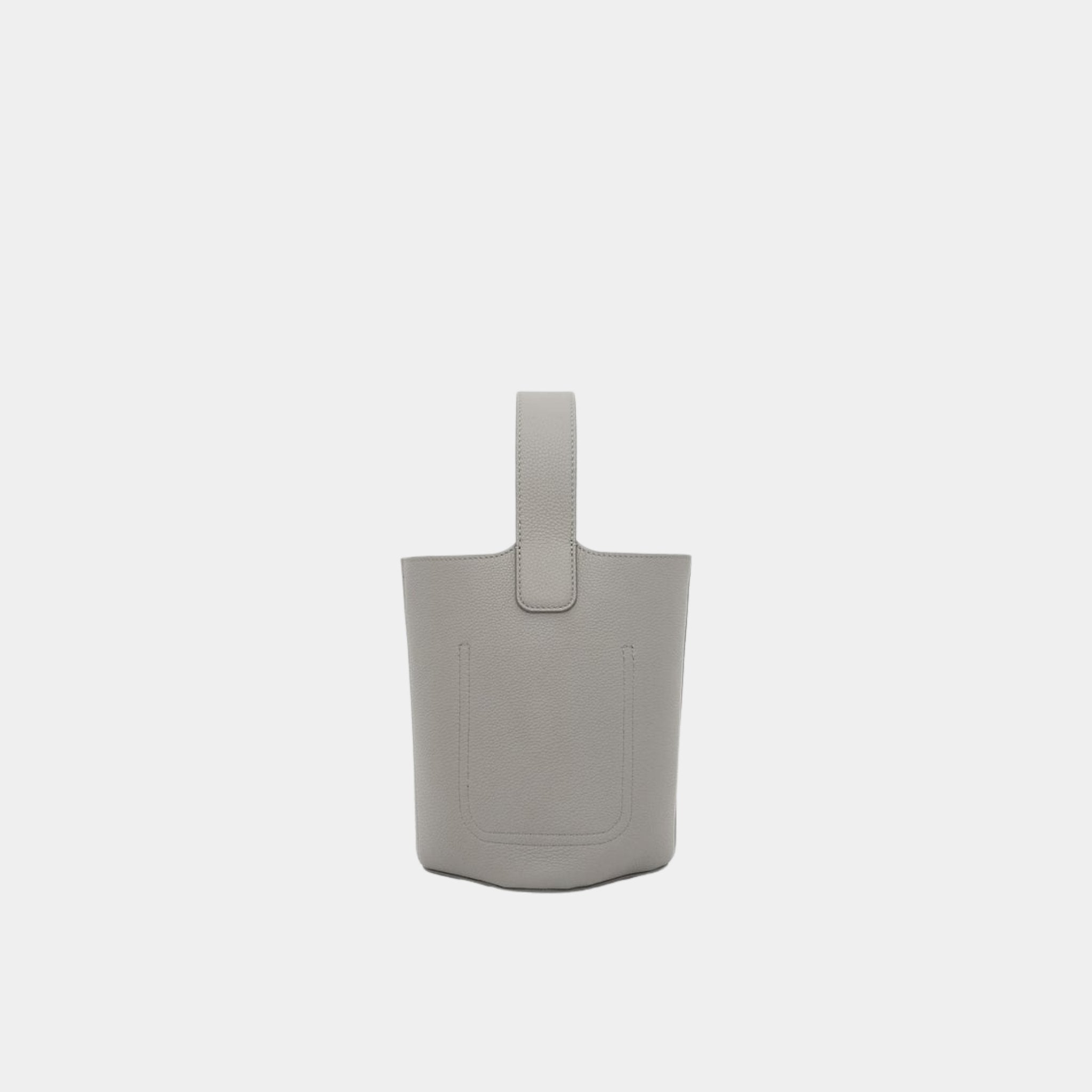 Loewe Mini Pebble Bucket Bag In Soft Grained Calfskin, Pearl Grey, Back