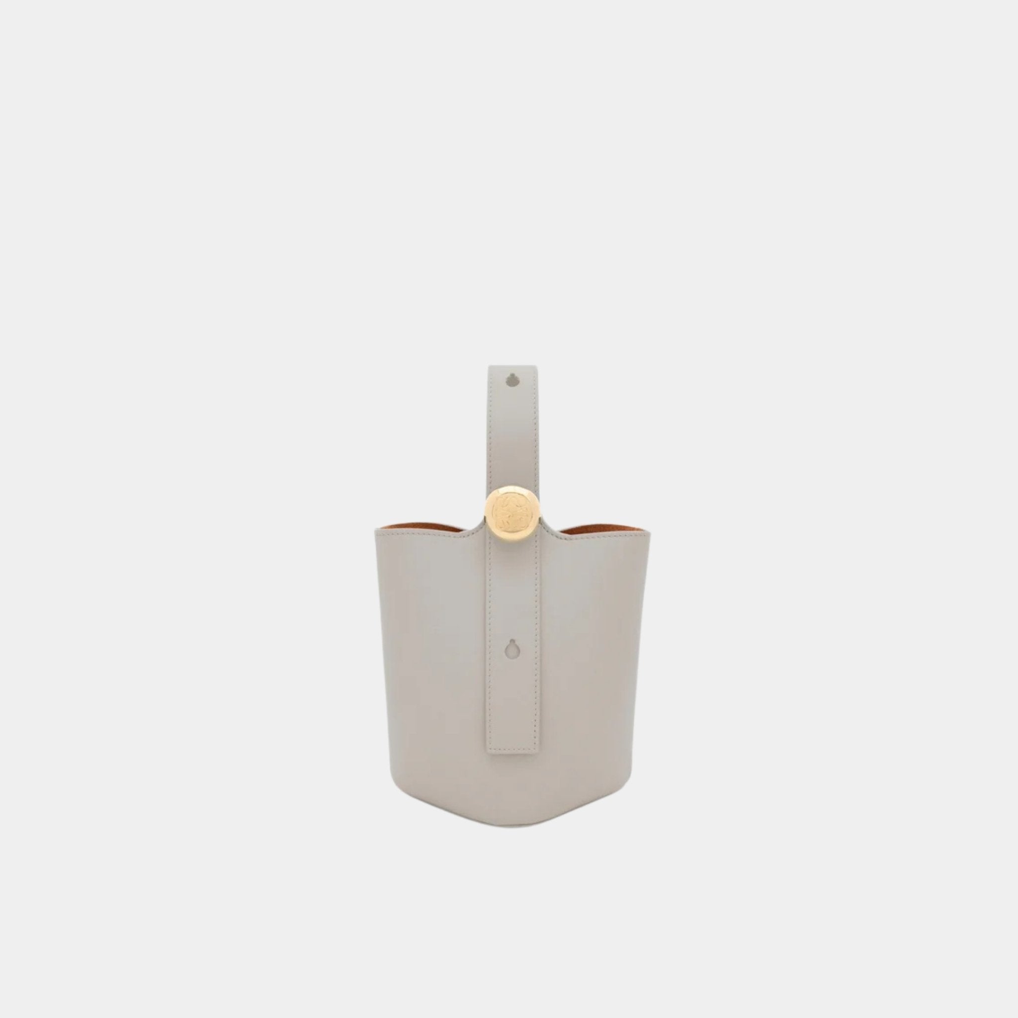 Loewe Mini Pebble Bucket In Smooth Calfskin, Shell Grey, Front