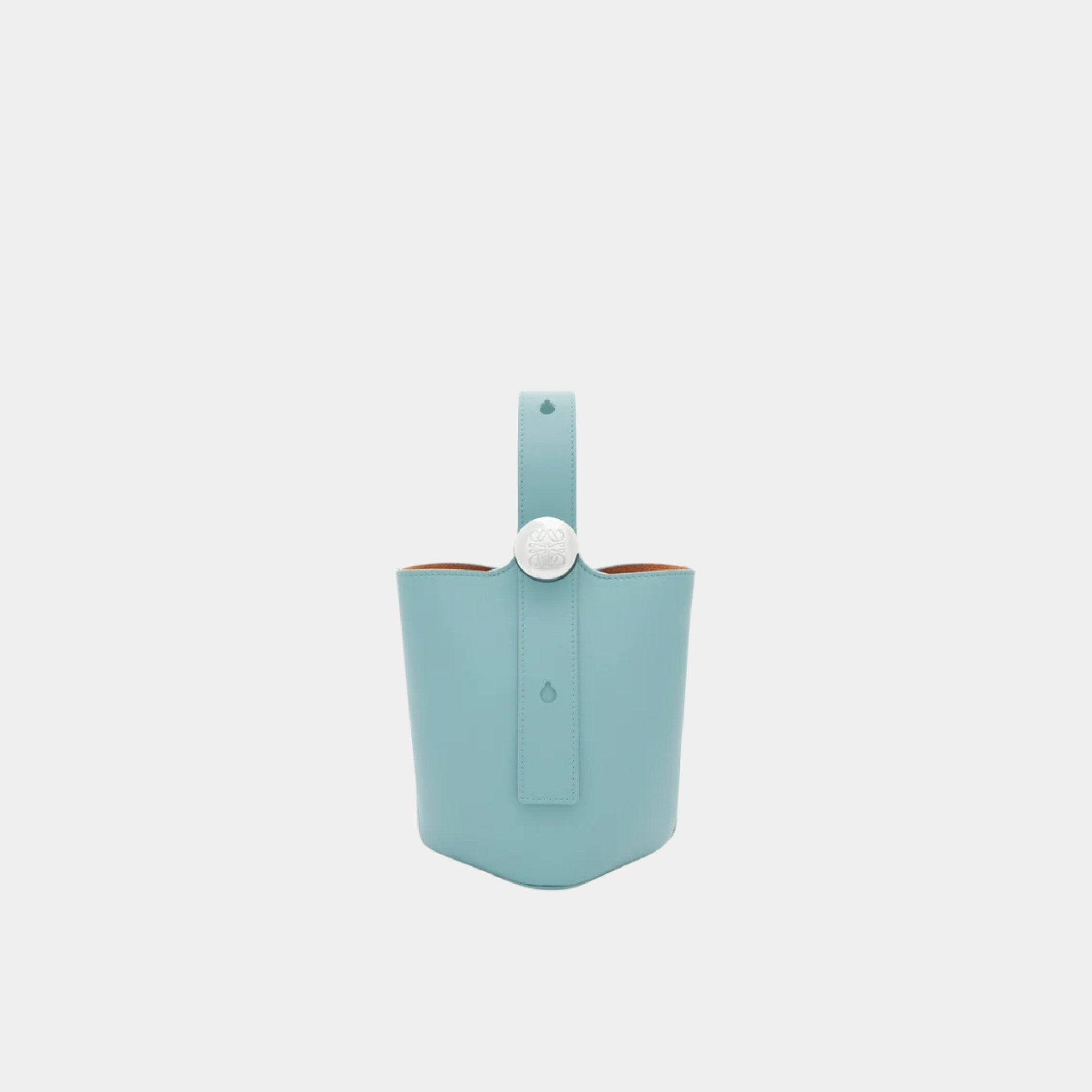 Loewe Mini Pebble Bucket In Smooth Calfskin, Water, Front