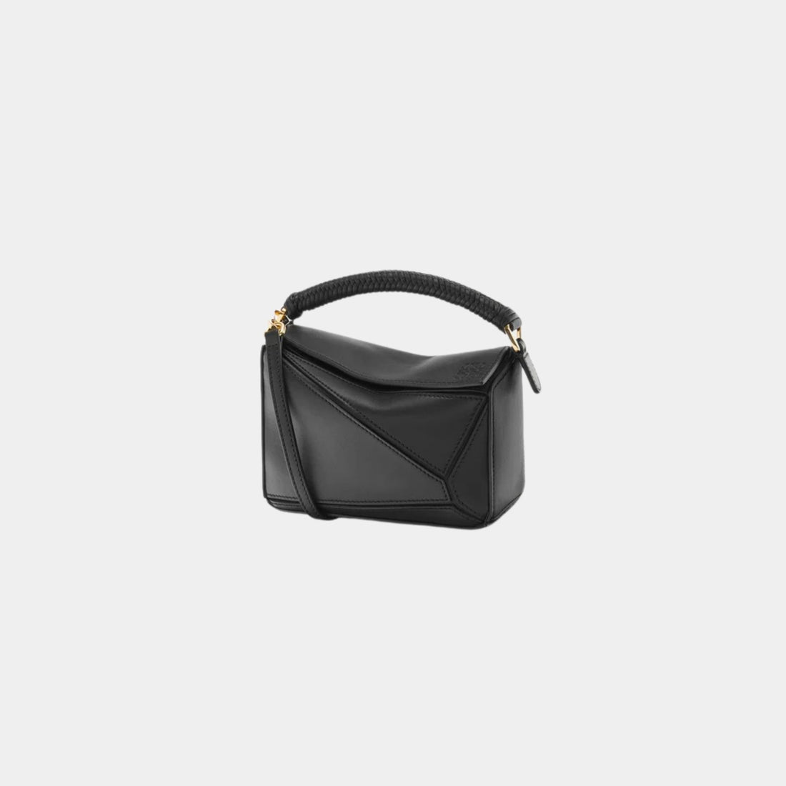Loewe Mini Puzzle Bag In Smooth Calfskin, Black, Front