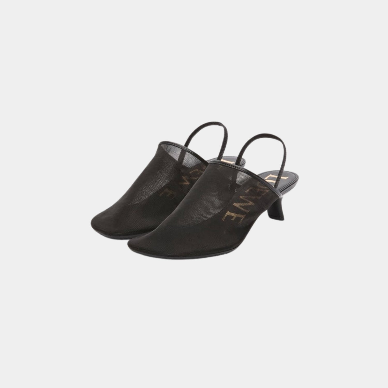 Loewe Petal Slingback Heel Sandal In Mesh, Black, Front