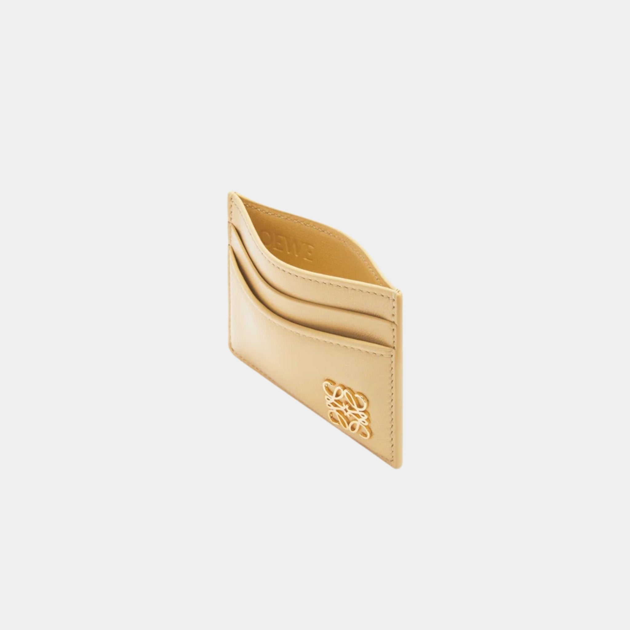 Loewe Puffer Anagram Plain Cardholder In Shiny Nappa Calfskin, Dark Butter, Top