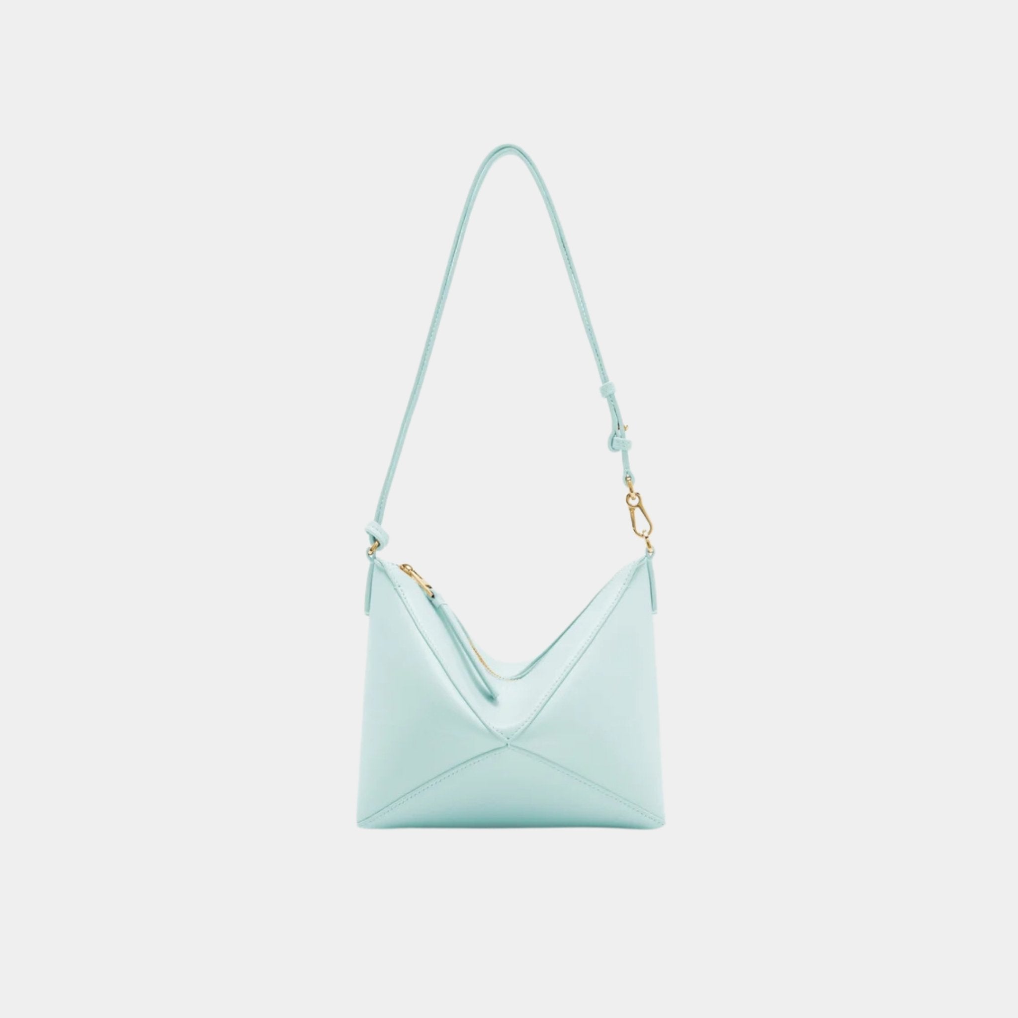 Loewe Puzzle Fold Pouch In Shiny Nappa Calfskin, Blue Iceberg, Front