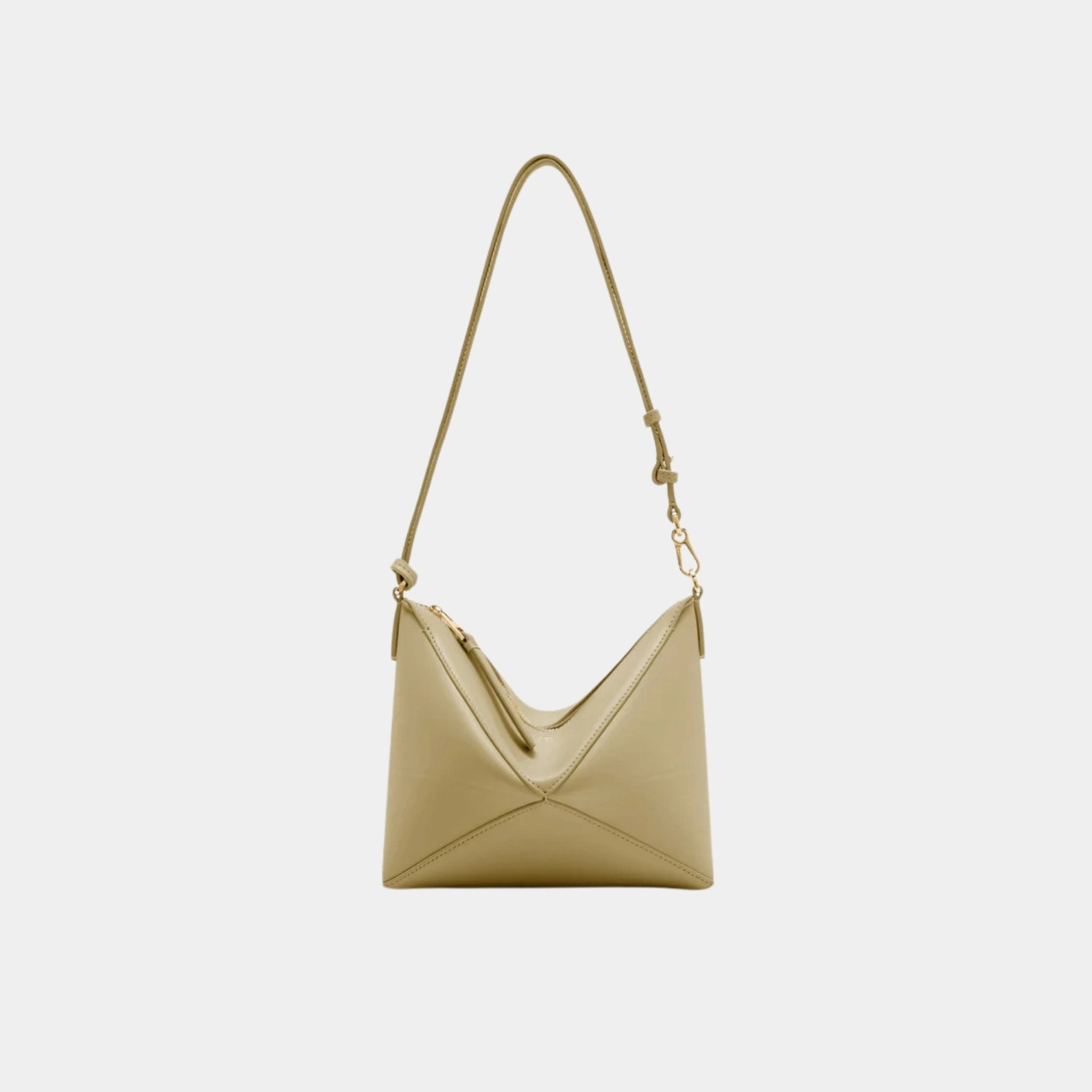 Loewe Puzzle Fold Pouch In Shiny Nappa Calfskin, Clay Green, Front