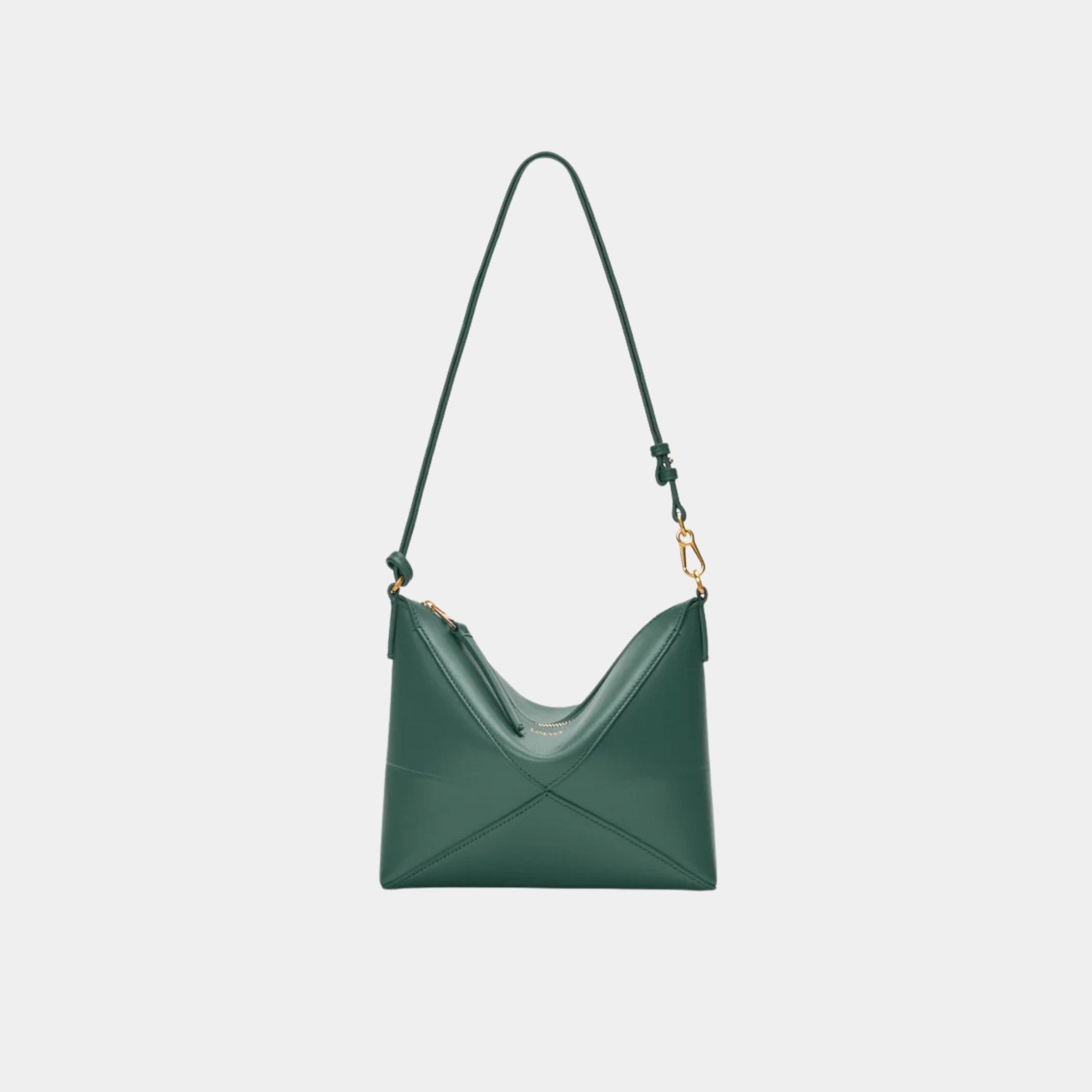 Loewe Puzzle Fold Pouch In Shiny Nappa Calfskin, Vetiver, Front