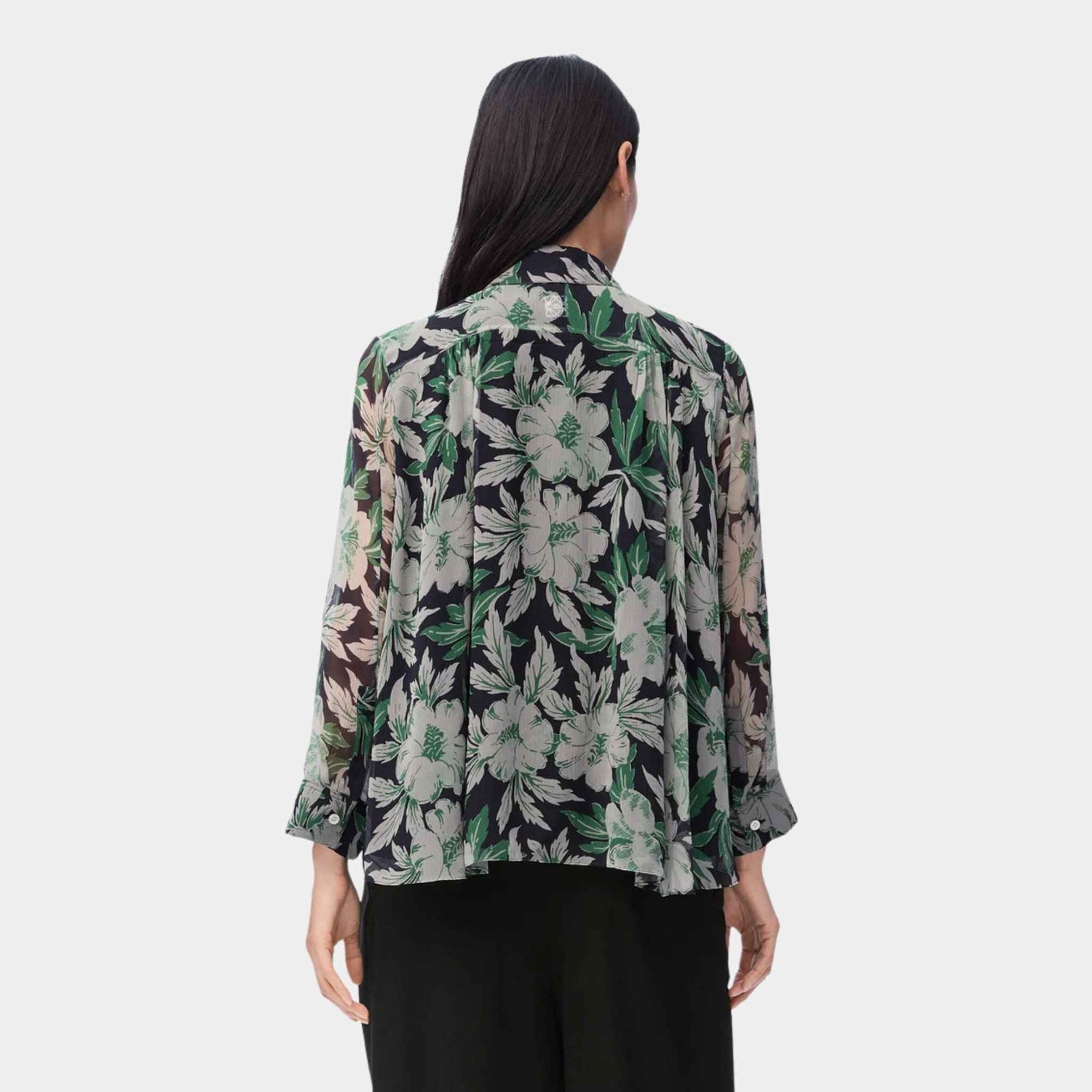 Loewe Shirt in Silk Hibiscus Floral Print, Back