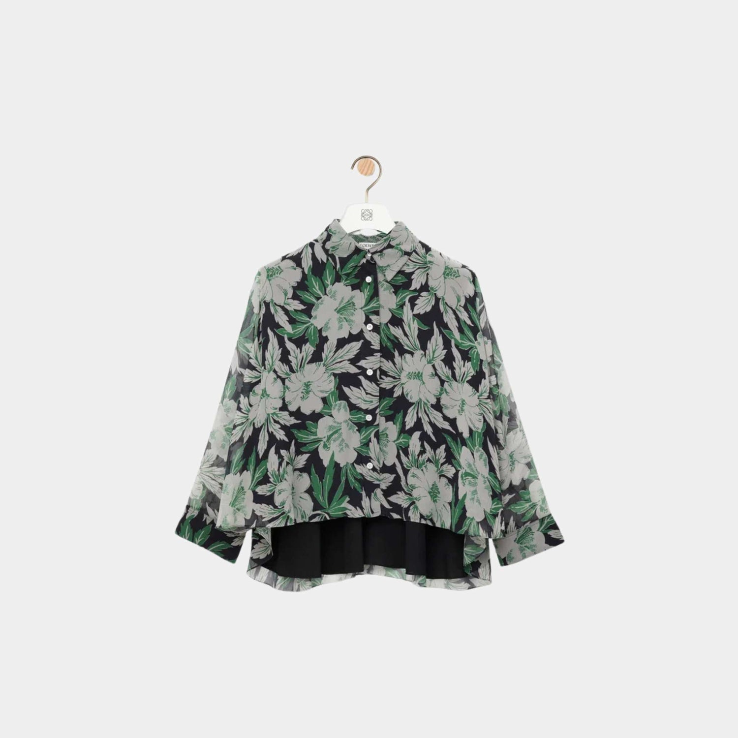 Loewe Shirt in Silk Hibiscus Floral Print, Front