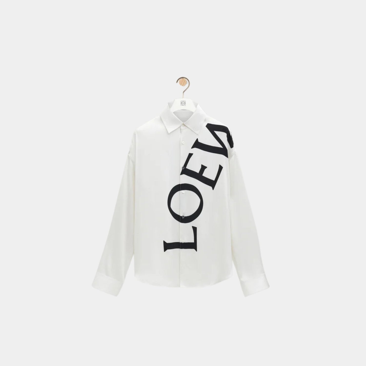 Loewe Shirt in Silk with oversized LOEWE Print, Front