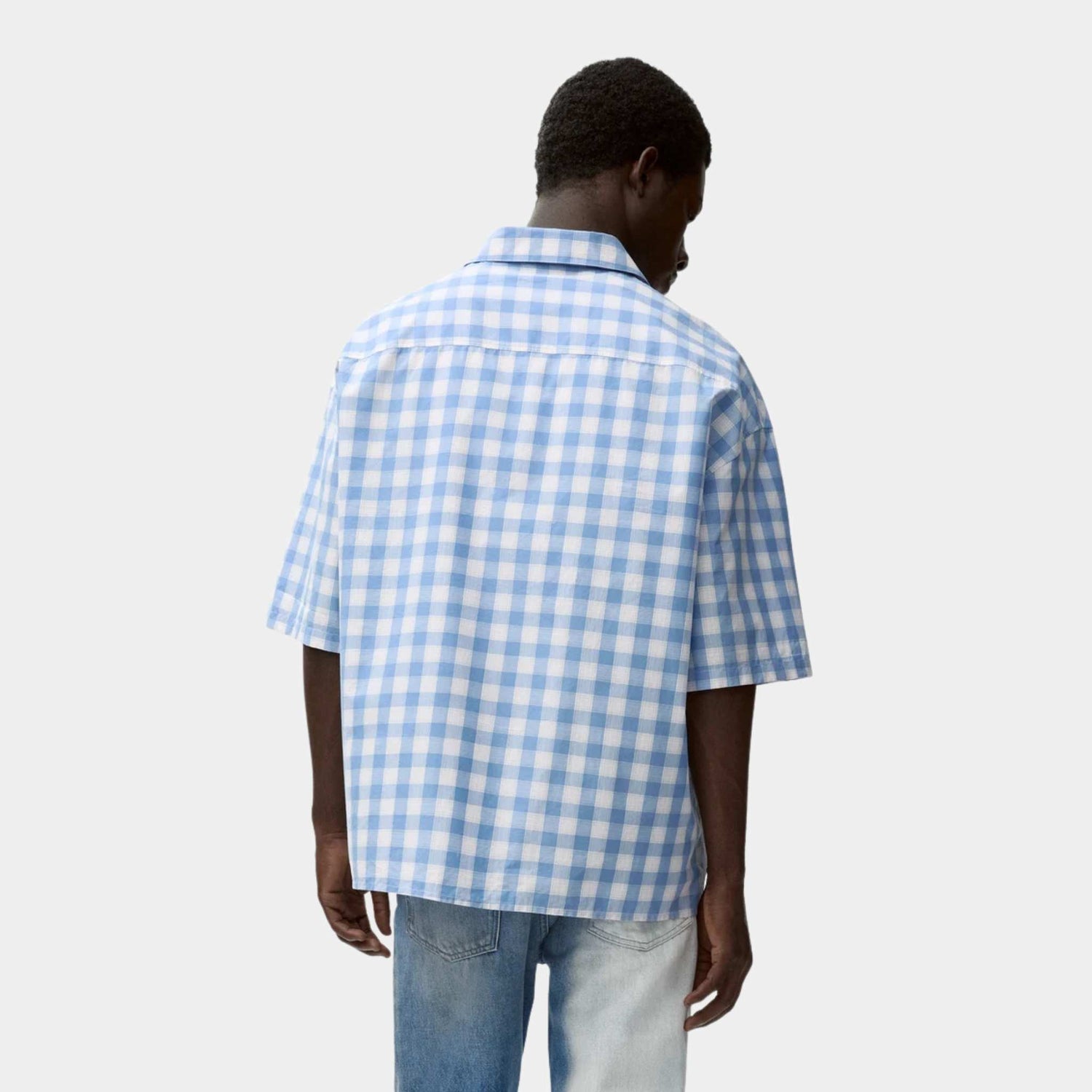 Loewe Short Sleeve Shirt in Cotton with Allover Check Pattern, Back