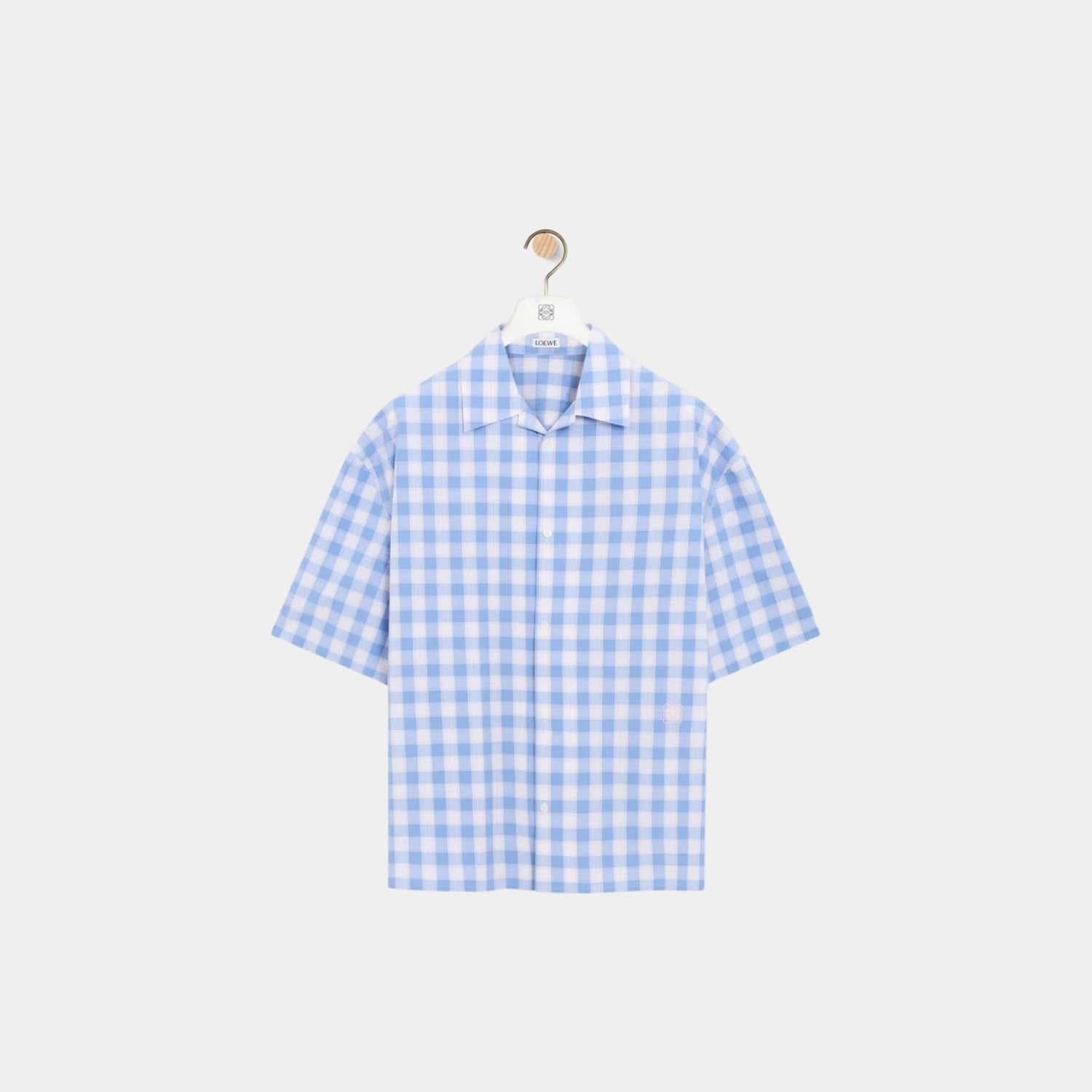Loewe Short Sleeve Shirt in Cotton with Allover Check Pattern, Front
