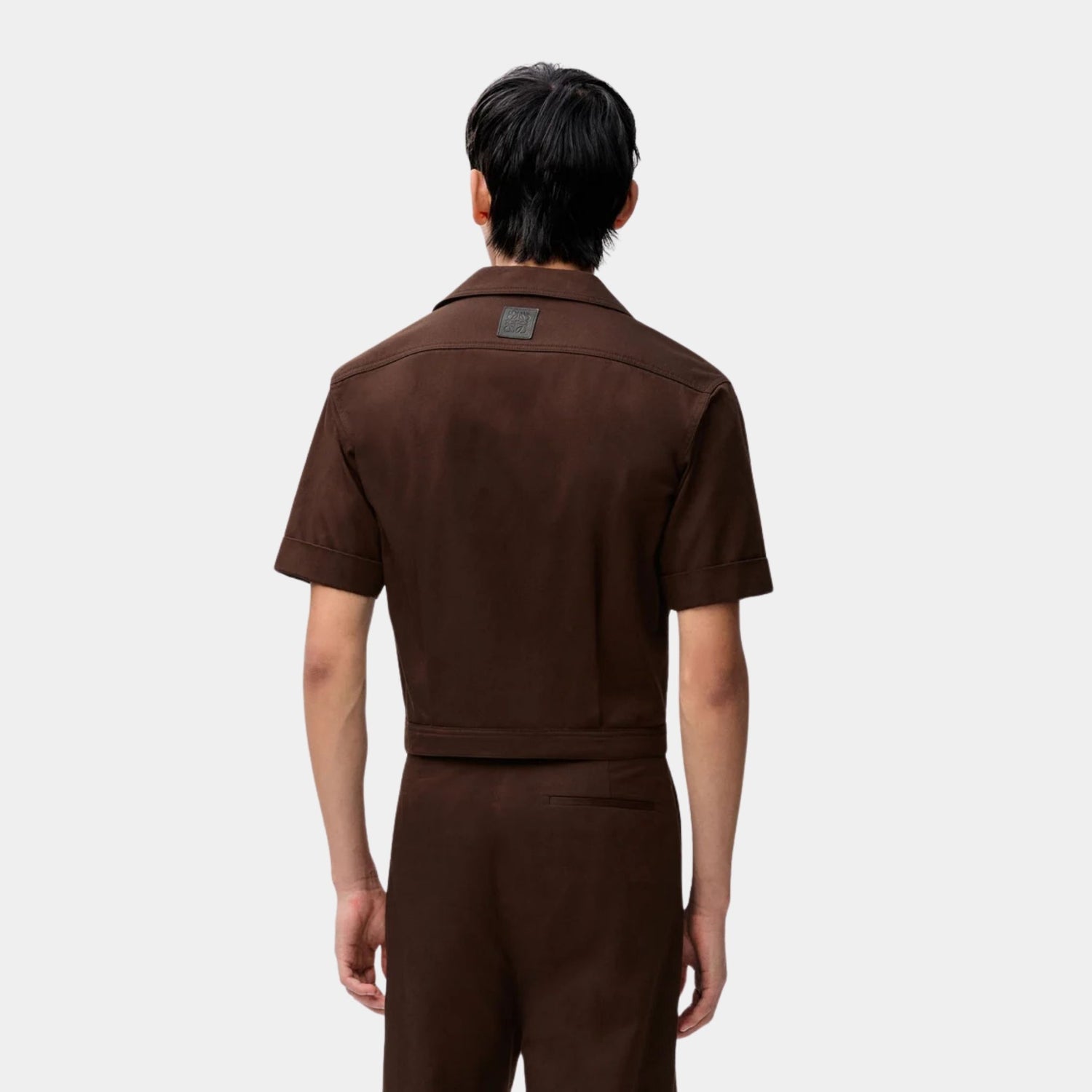 Loewe Short Sleeve Shirt in Lightweight Compact Cotton, Black