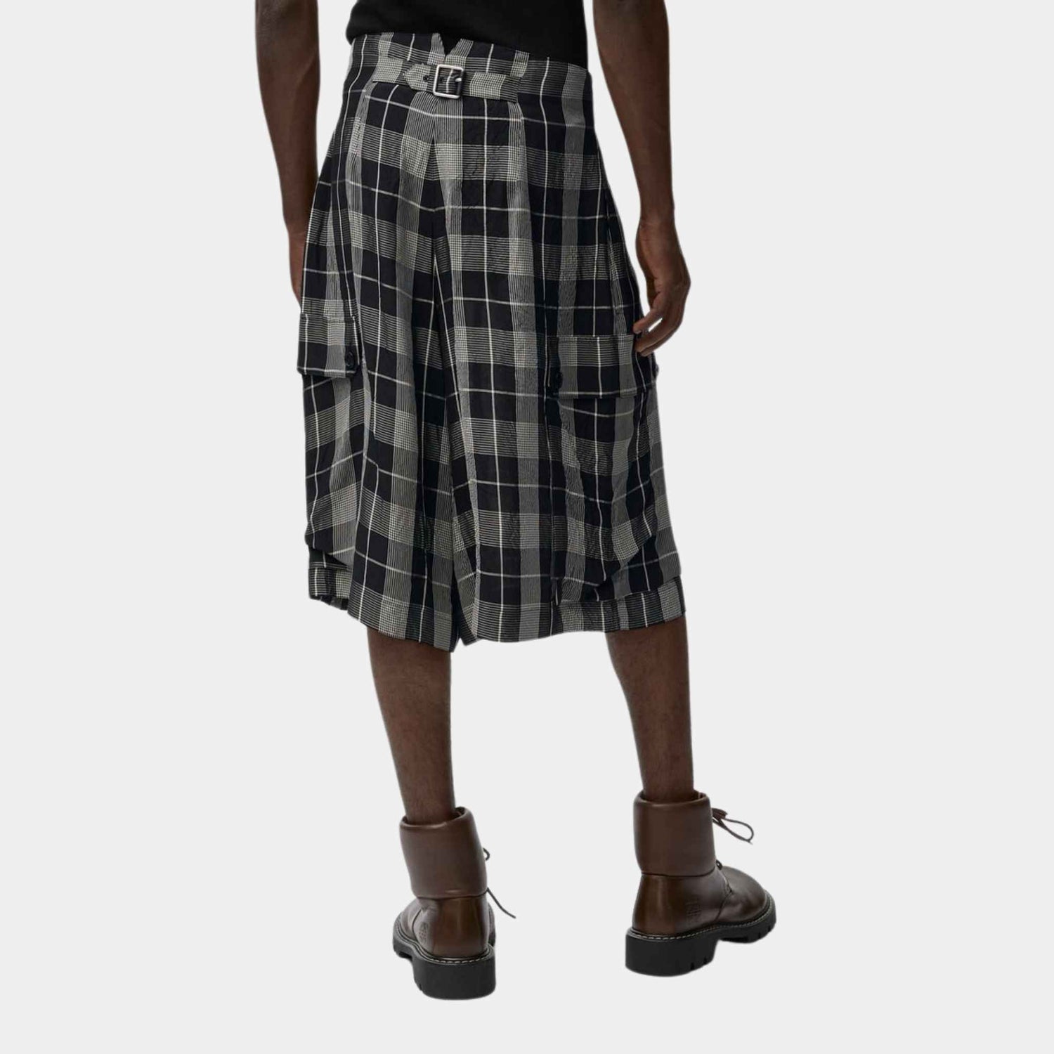 Loewe Shorts in Viscose with Allover Check Pattern, Back