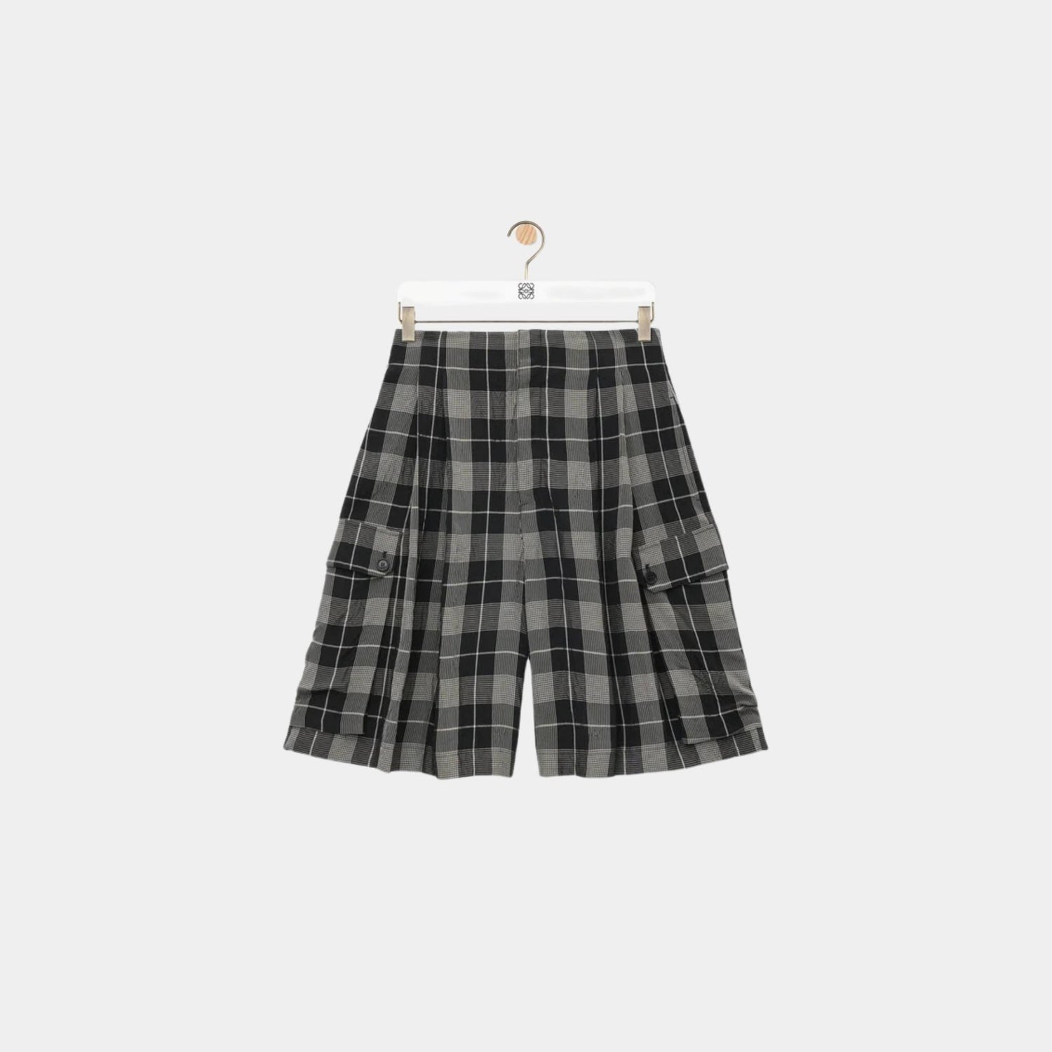 Loewe Shorts in Viscose with Allover Check Pattern, Front