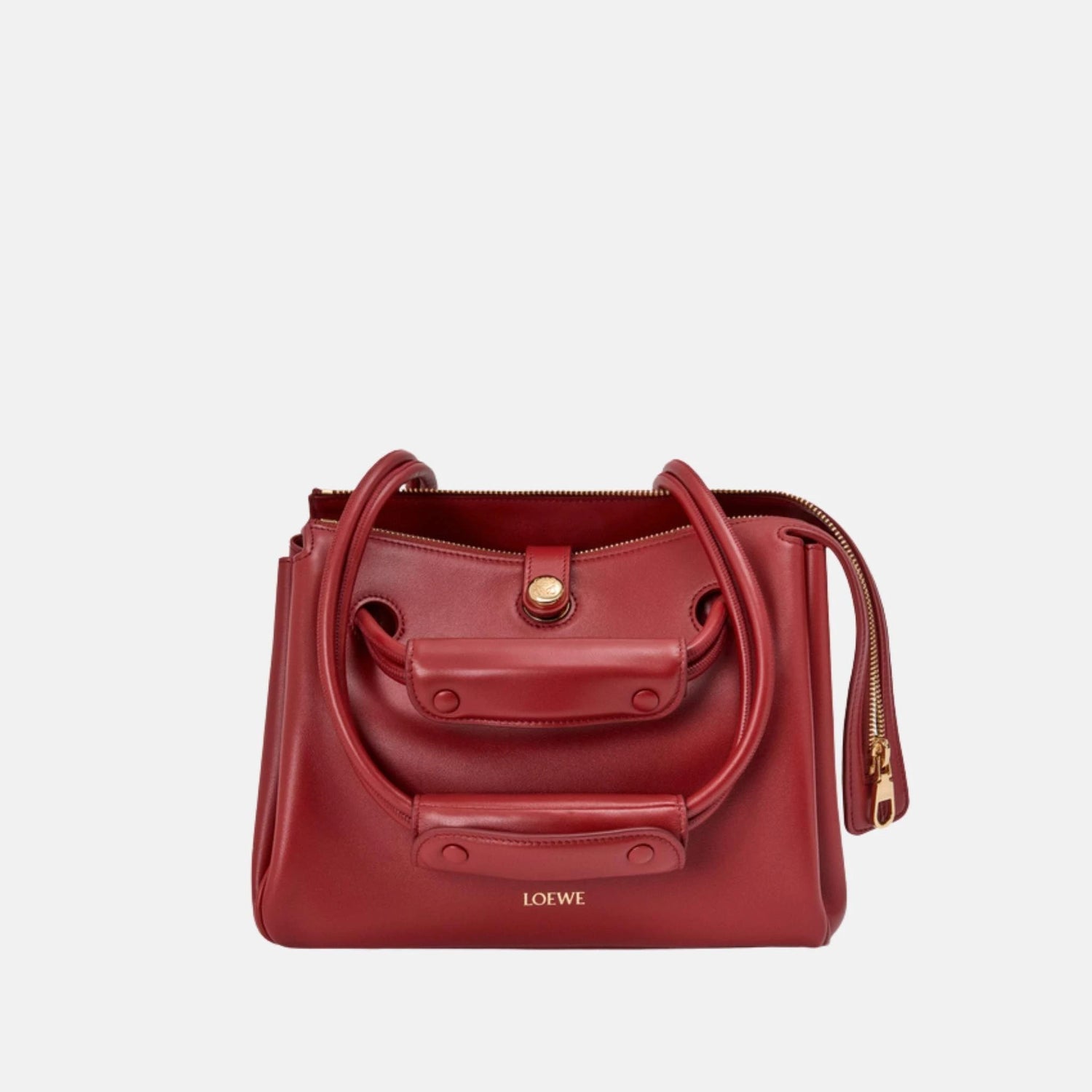 Loewe Small Madrid Bag in Supple Calfskin, Burnt Red, Front