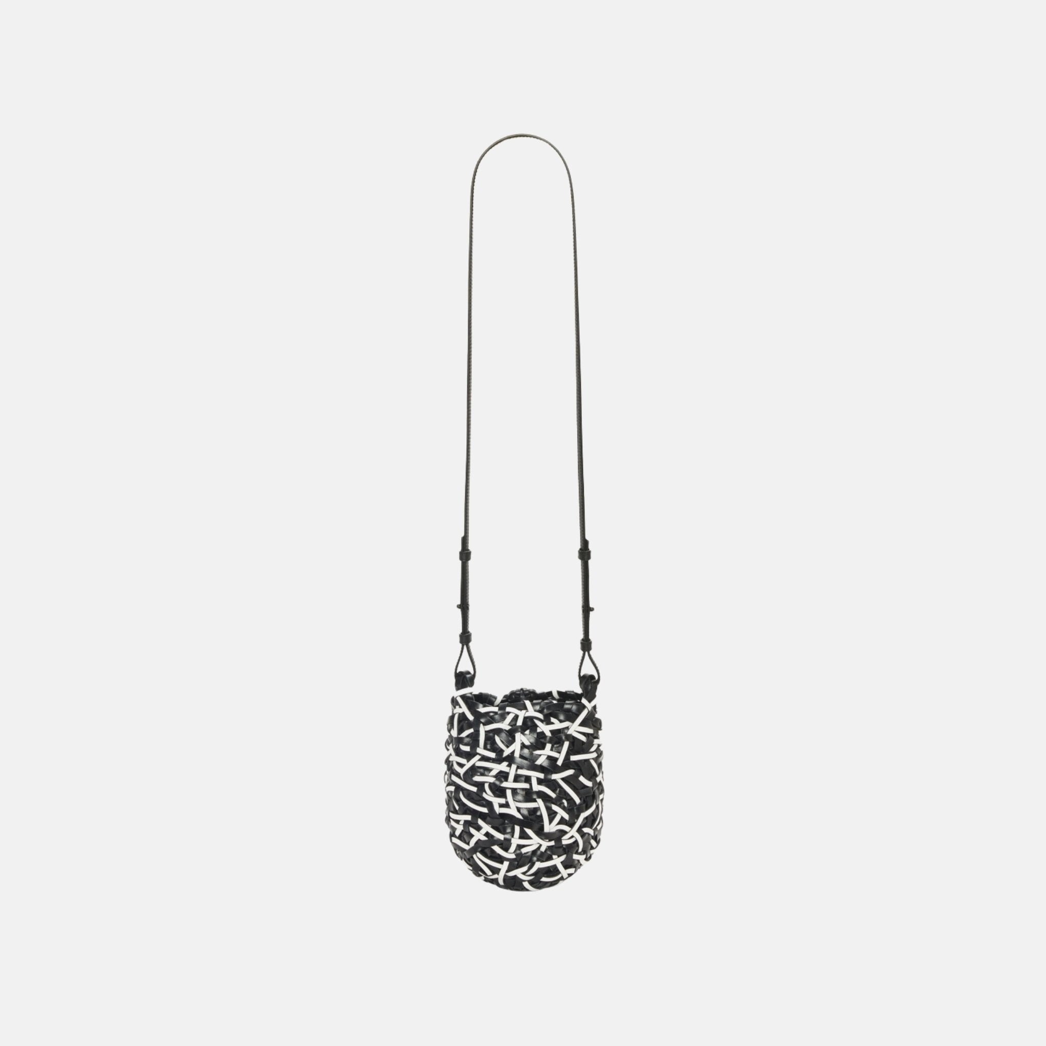 Loewe Small Nest Basket Bag in Black and White Calfskin, Full
