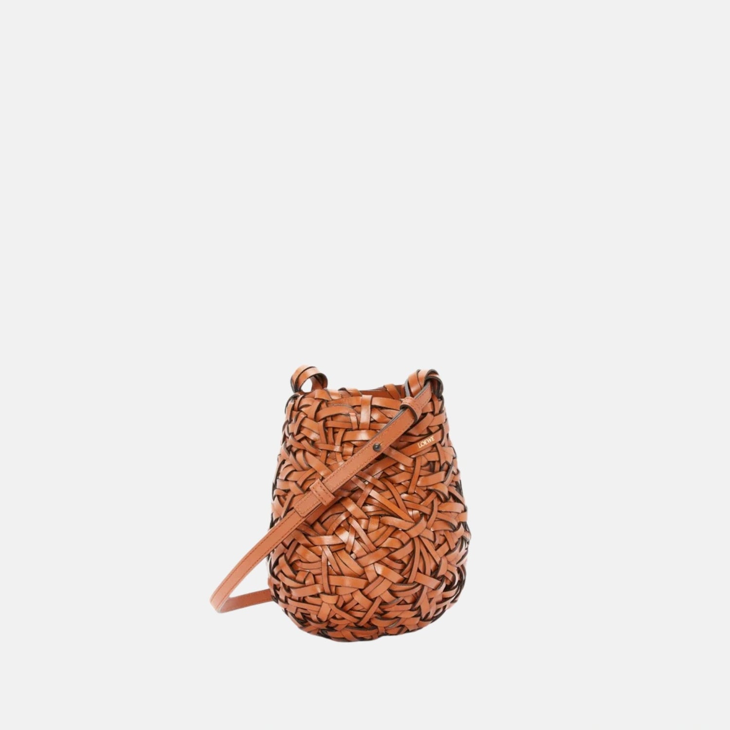 Loewe Small Nest Basket Bag in Calfskin, Tan, Front