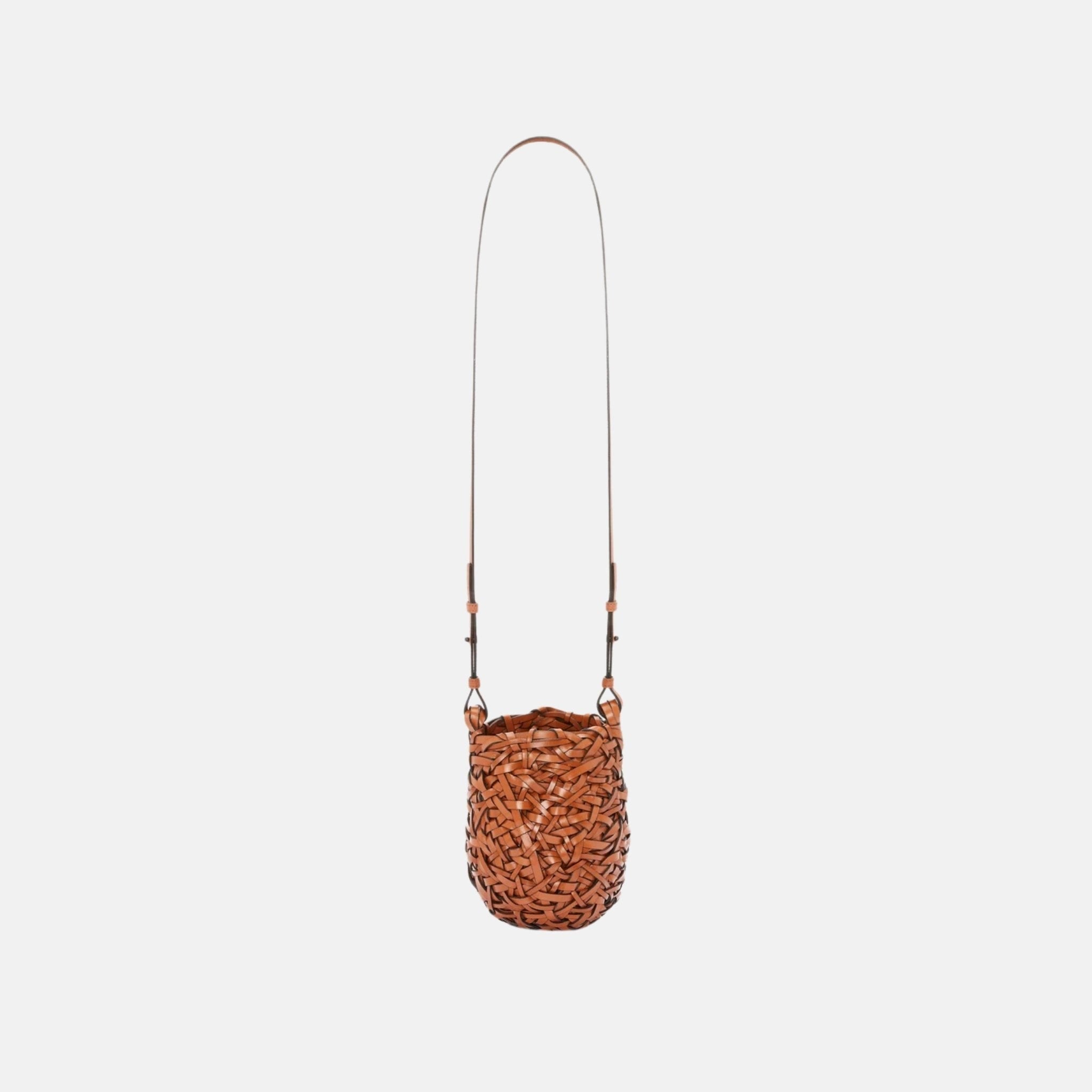 Loewe Small Nest Basket Bag in Calfskin, Tan, Full