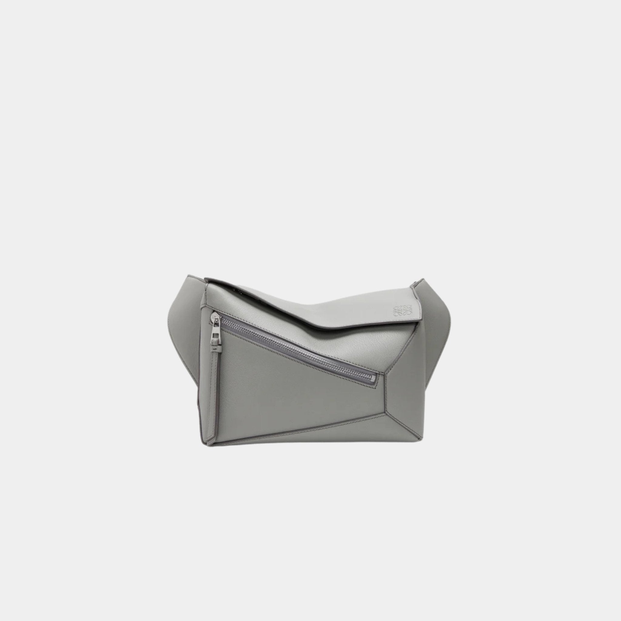 Loewe Small Puzzle Belt Bag Classic Calf Leather, Asphalt Gray, Front
