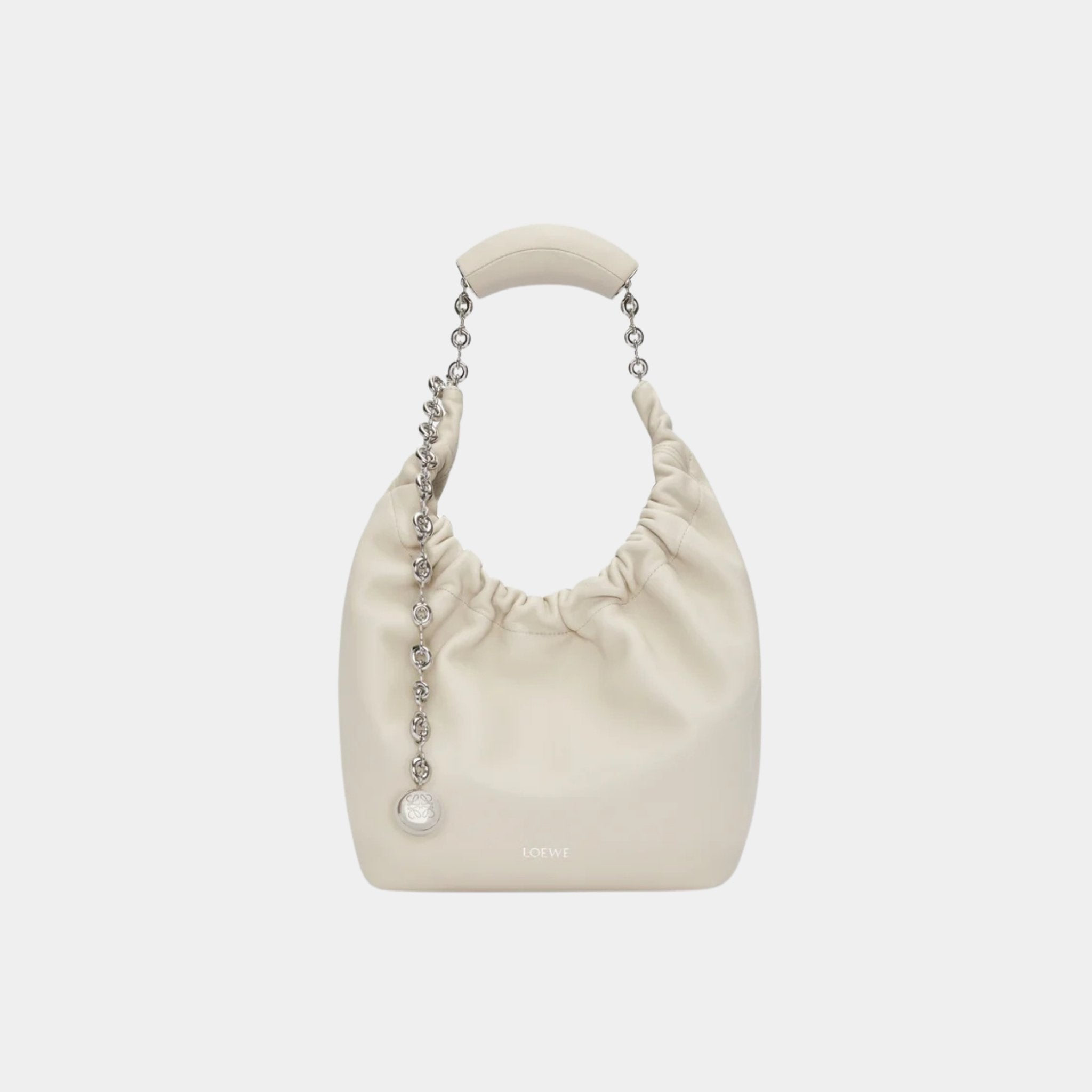 Loewe Small Squeeze Bag In Mellow Nappa Lambskin, Sea Salt, Front