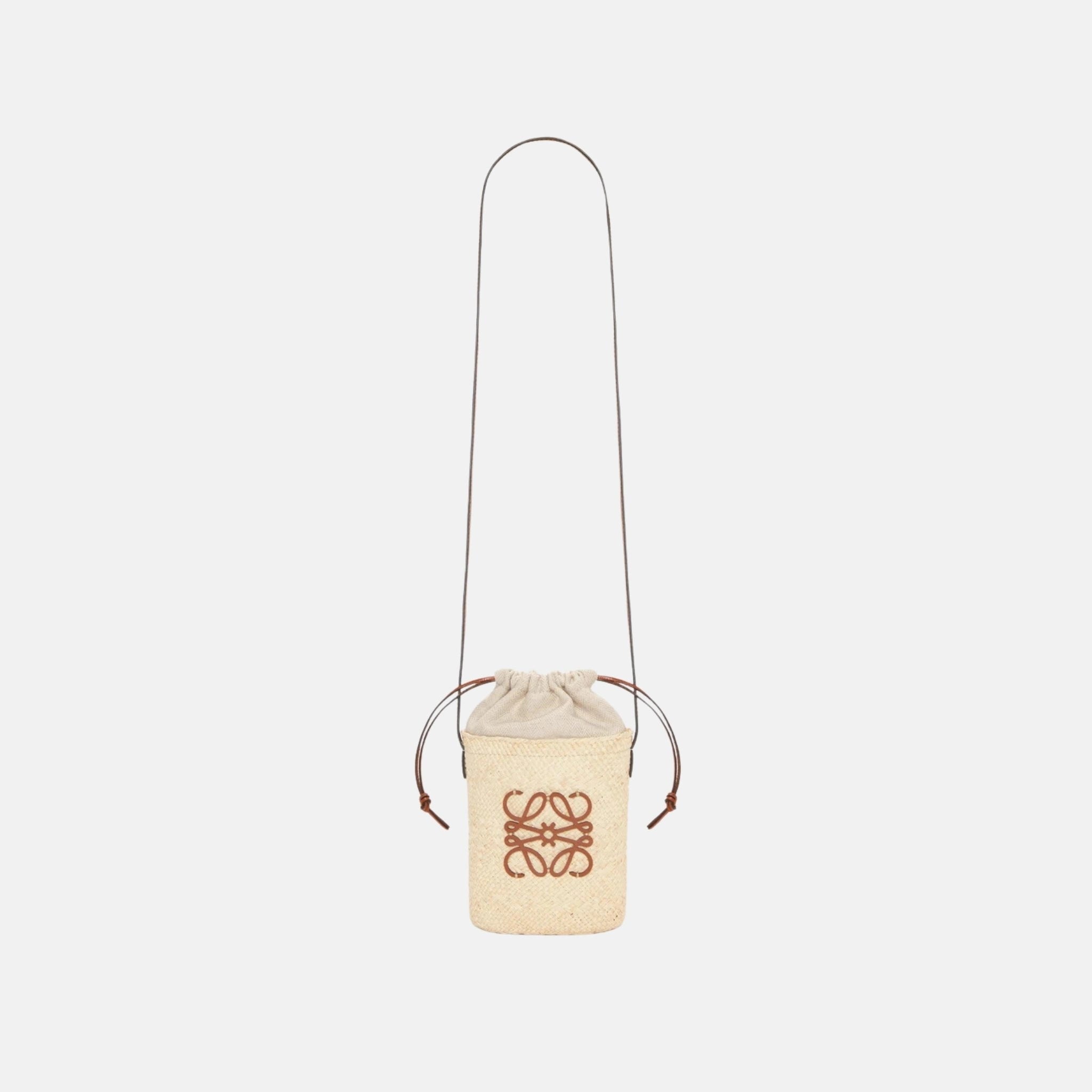 Loewe Square Pocket in Iraca Palm and Calfskin, Full