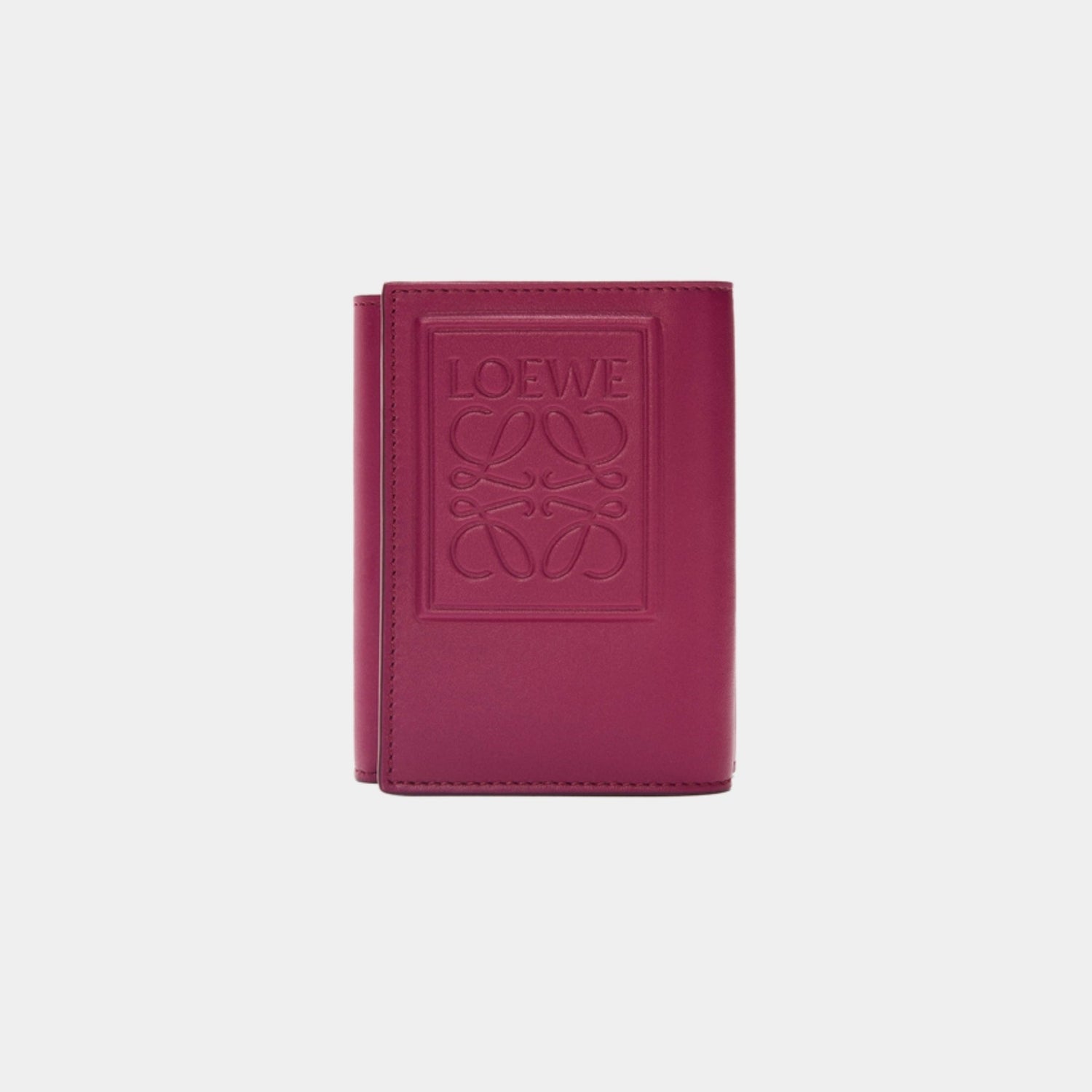 Loewe Trifold Wallet Made of Satin Calfskin, Crimson, Front