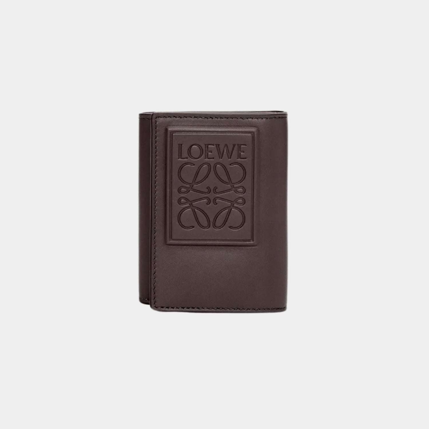 Loewe Trifold Wallet Made of Satin Calfskin, Dark Brown, Front