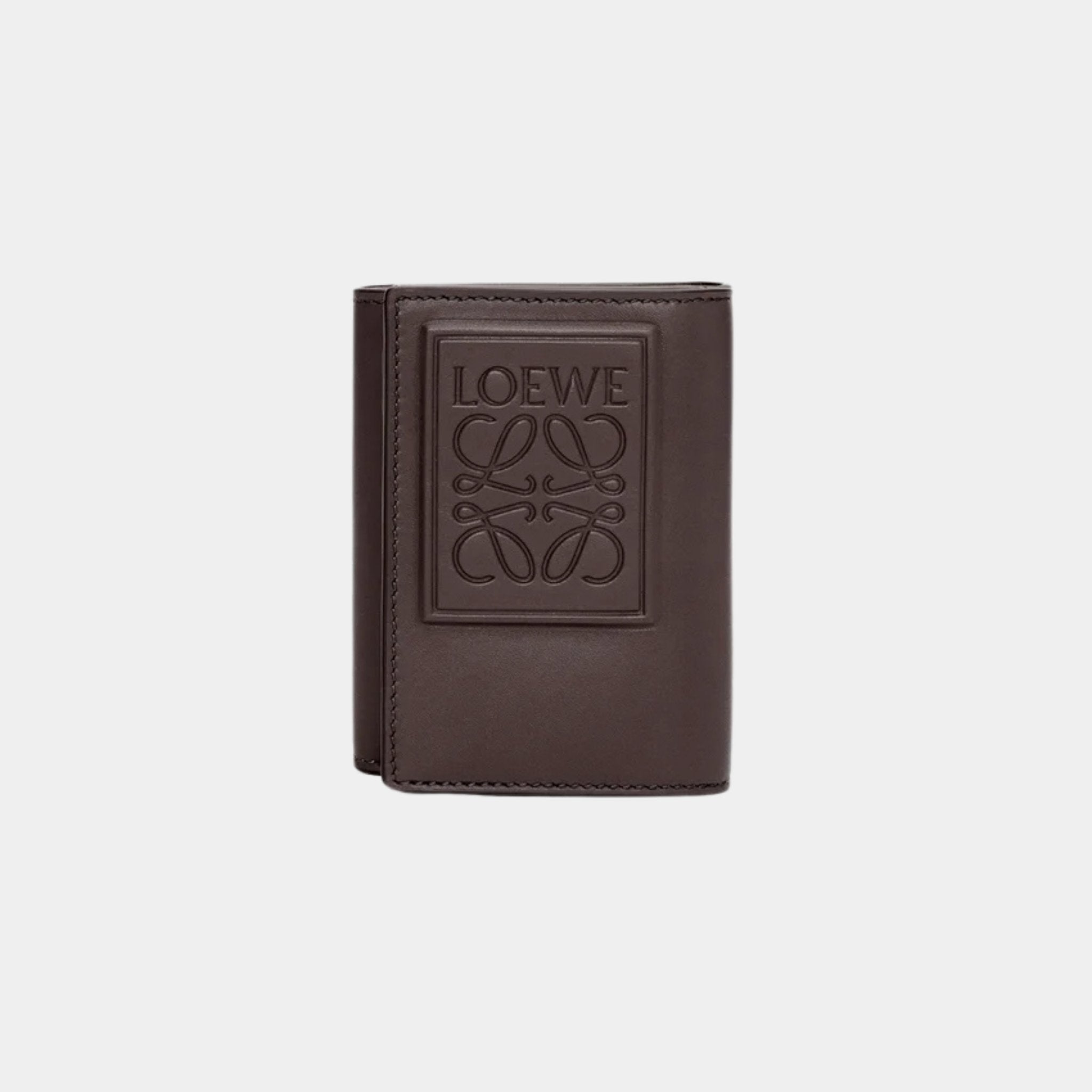 Loewe Trifold Wallet Made of Satin Calfskin, Dark Brown, Front