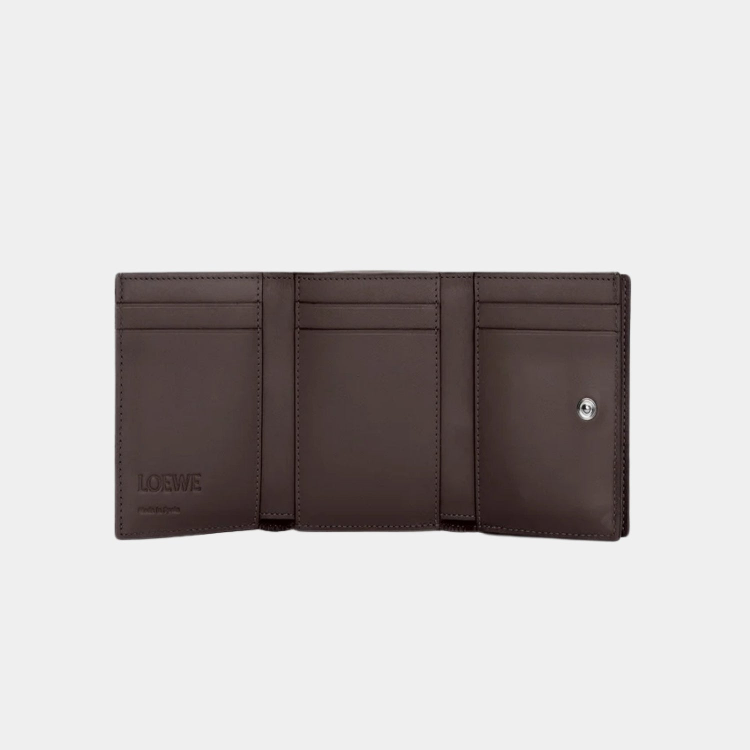 Loewe Trifold Wallet Made of Satin Calfskin, Dark Brown, Inside