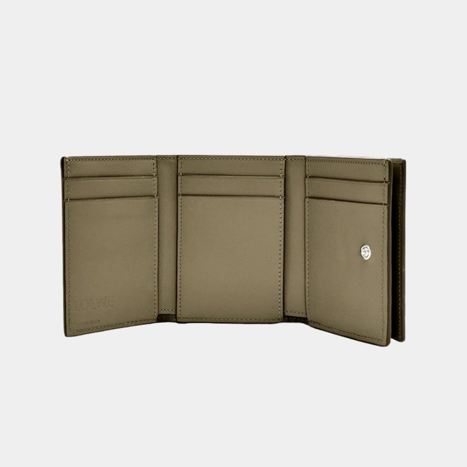 Loewe Trifold Wallet Made of Satin Calfskin, Khaki Green, Inside