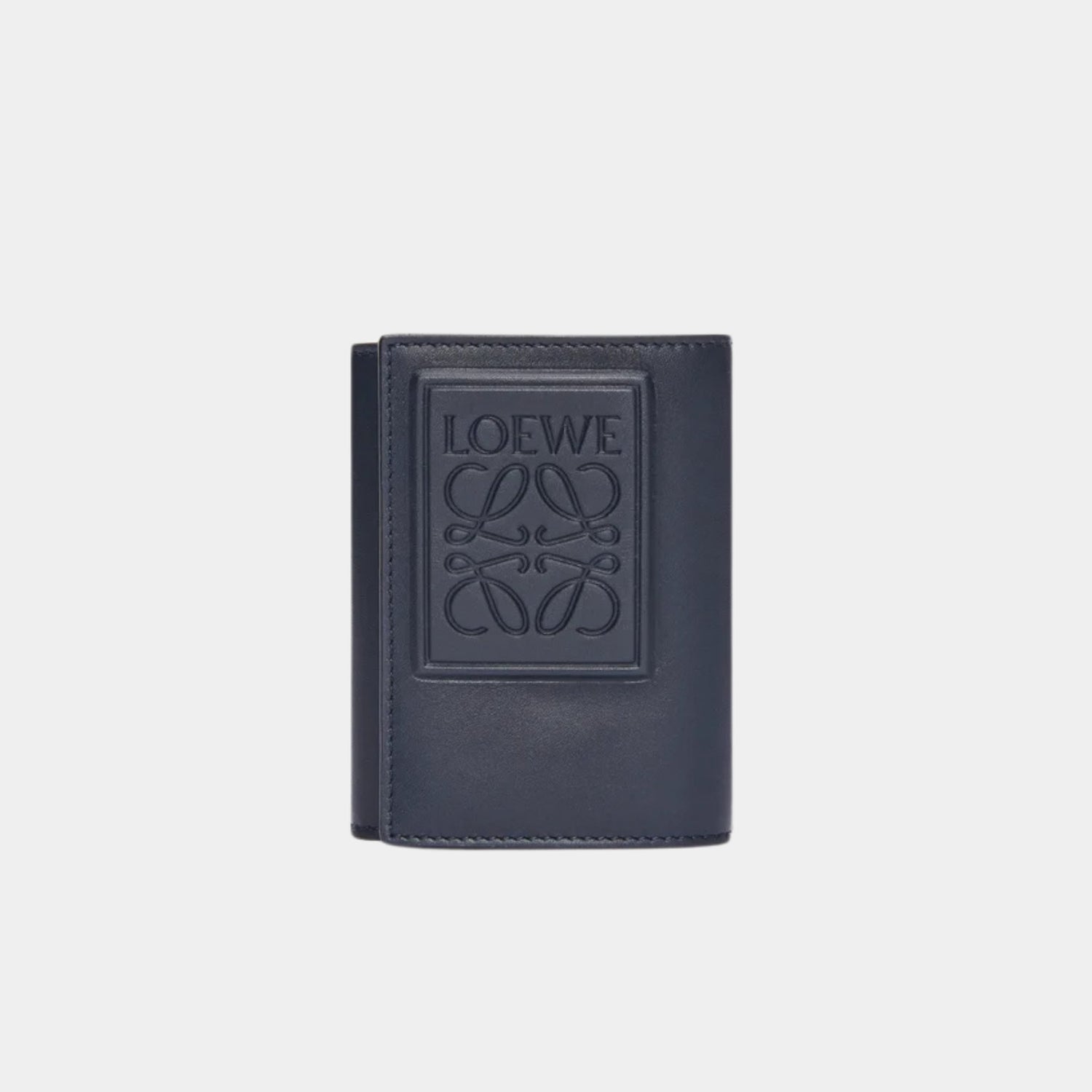 Loewe Trifold Wallet Made of Satin Calfskin, Navy Blue, Front