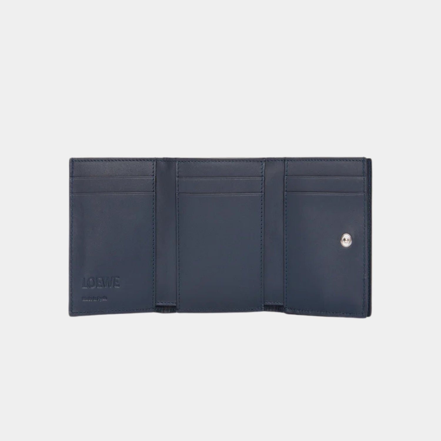 Loewe Trifold Wallet Made of Satin Calfskin, Navy Blue, Inside