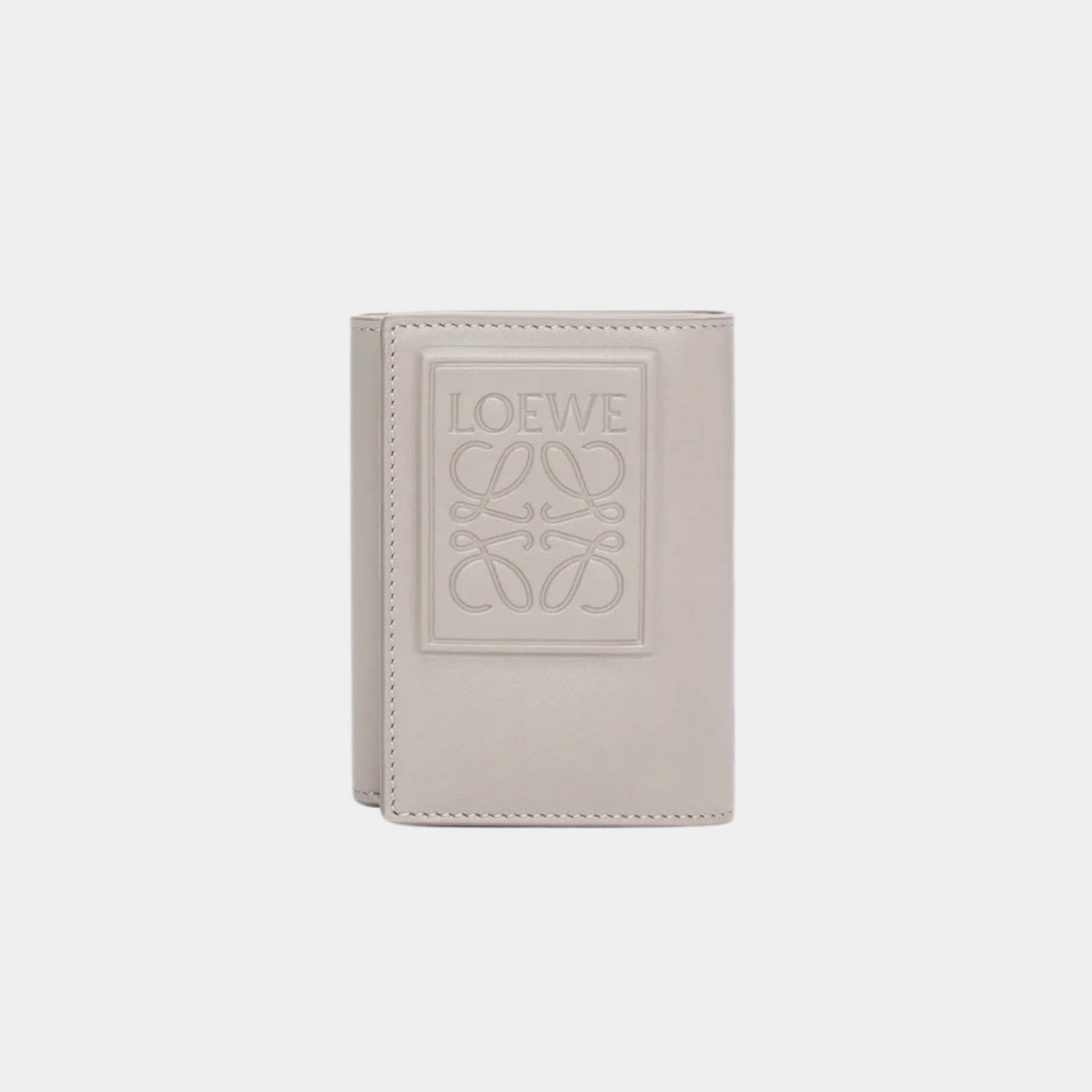 Loewe Trifold Wallet Made of Satin Calfskin, Shell Grey, Front