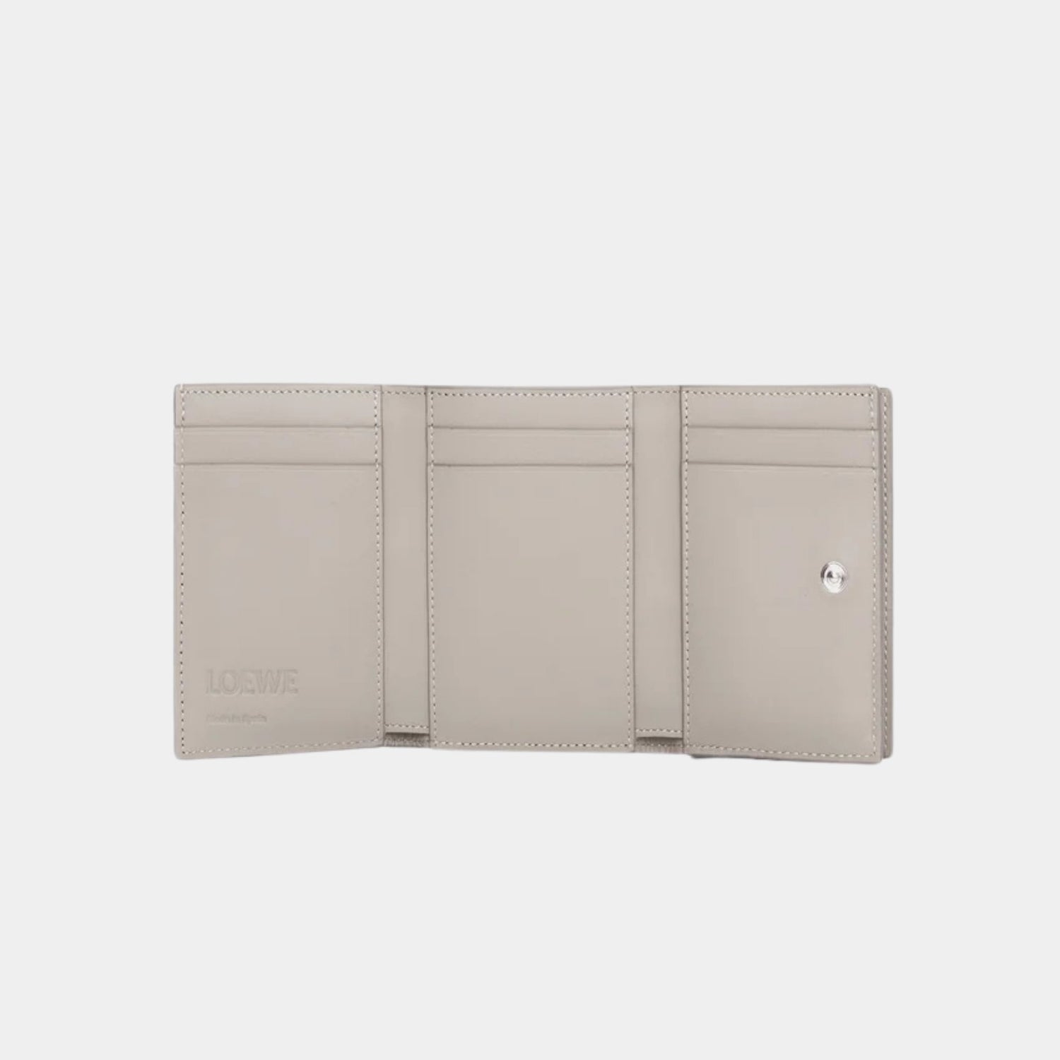 Loewe Trifold Wallet Made of Satin Calfskin, Shell Grey, Inside