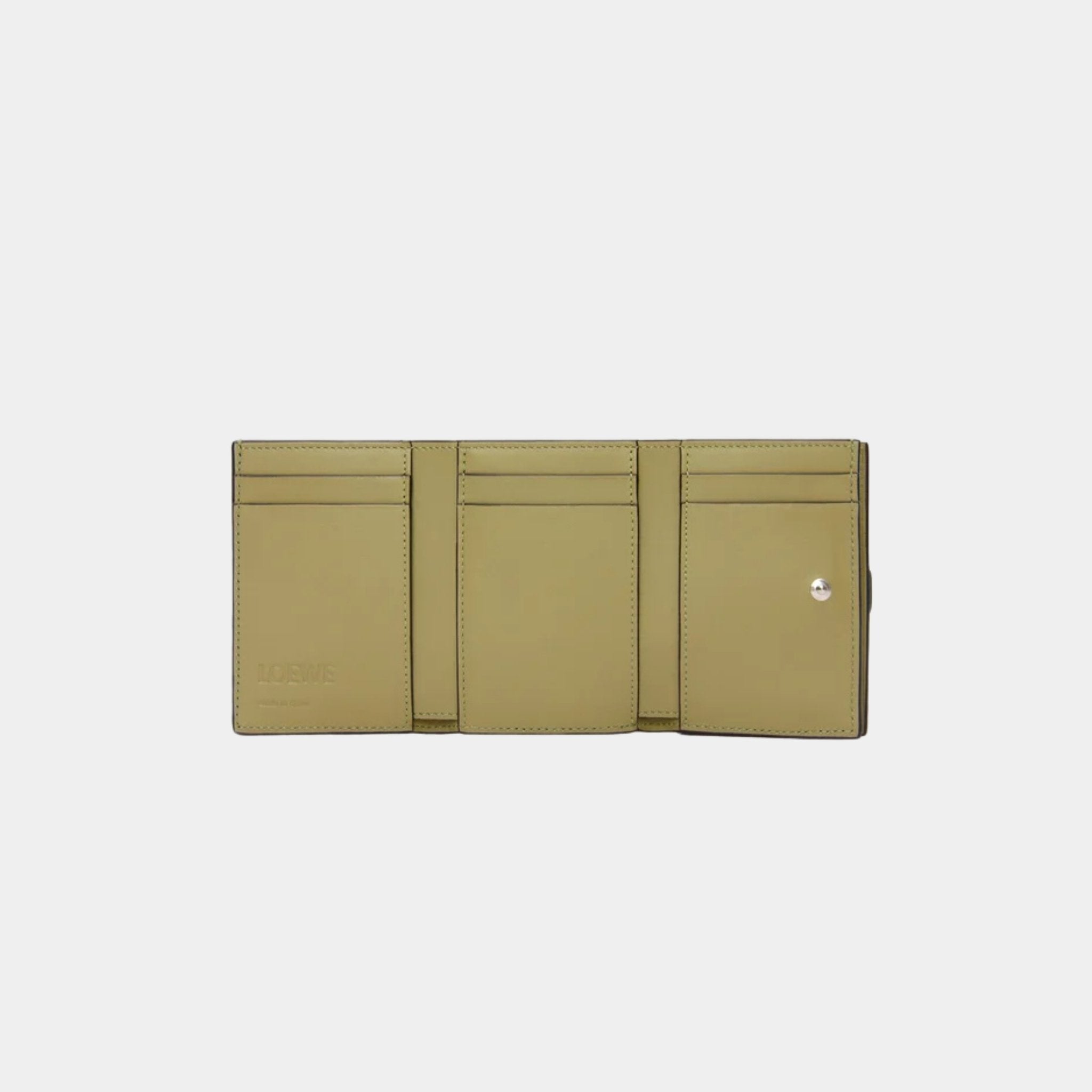 Loewe Trifold Wallet In Soft Grained Calfskin, Abyss Blue, Open