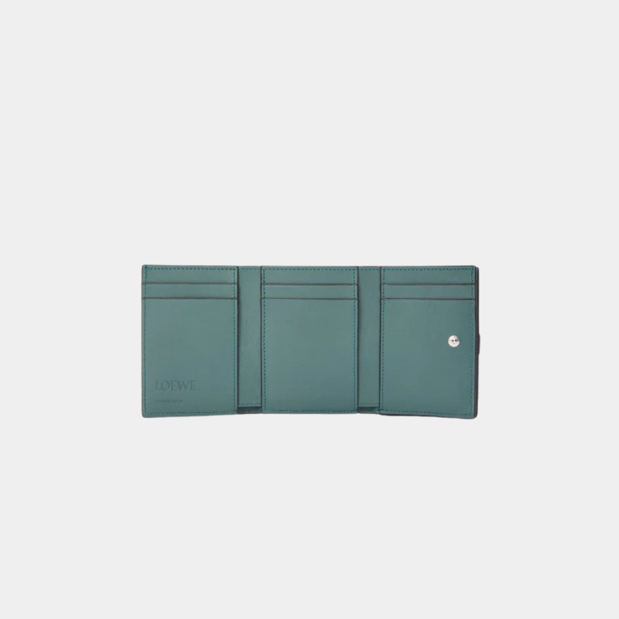 Loewe Trifold Wallet In Soft Grained Calfskin, Water, Open