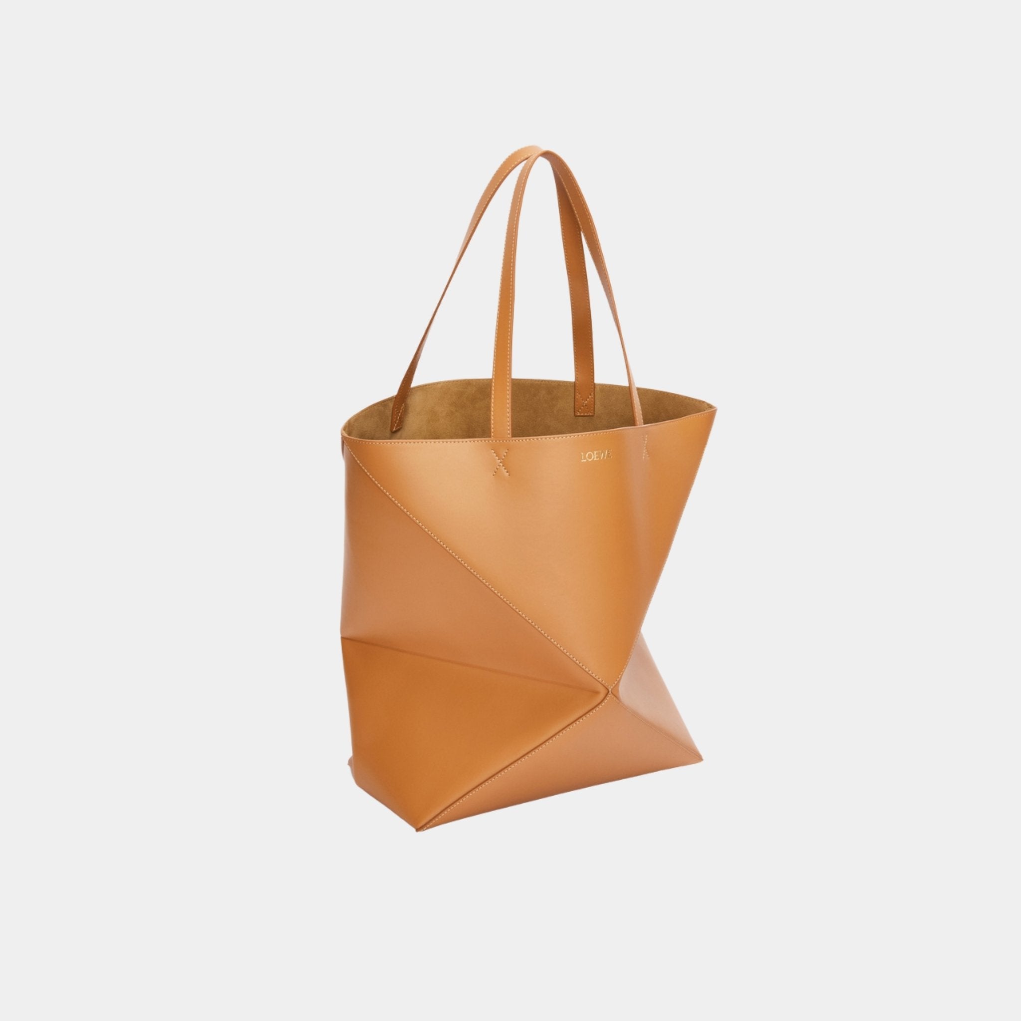 Loewe XL Puzzle Fold Tote Bag Shiny Calf Leather, Warm Desert, Side