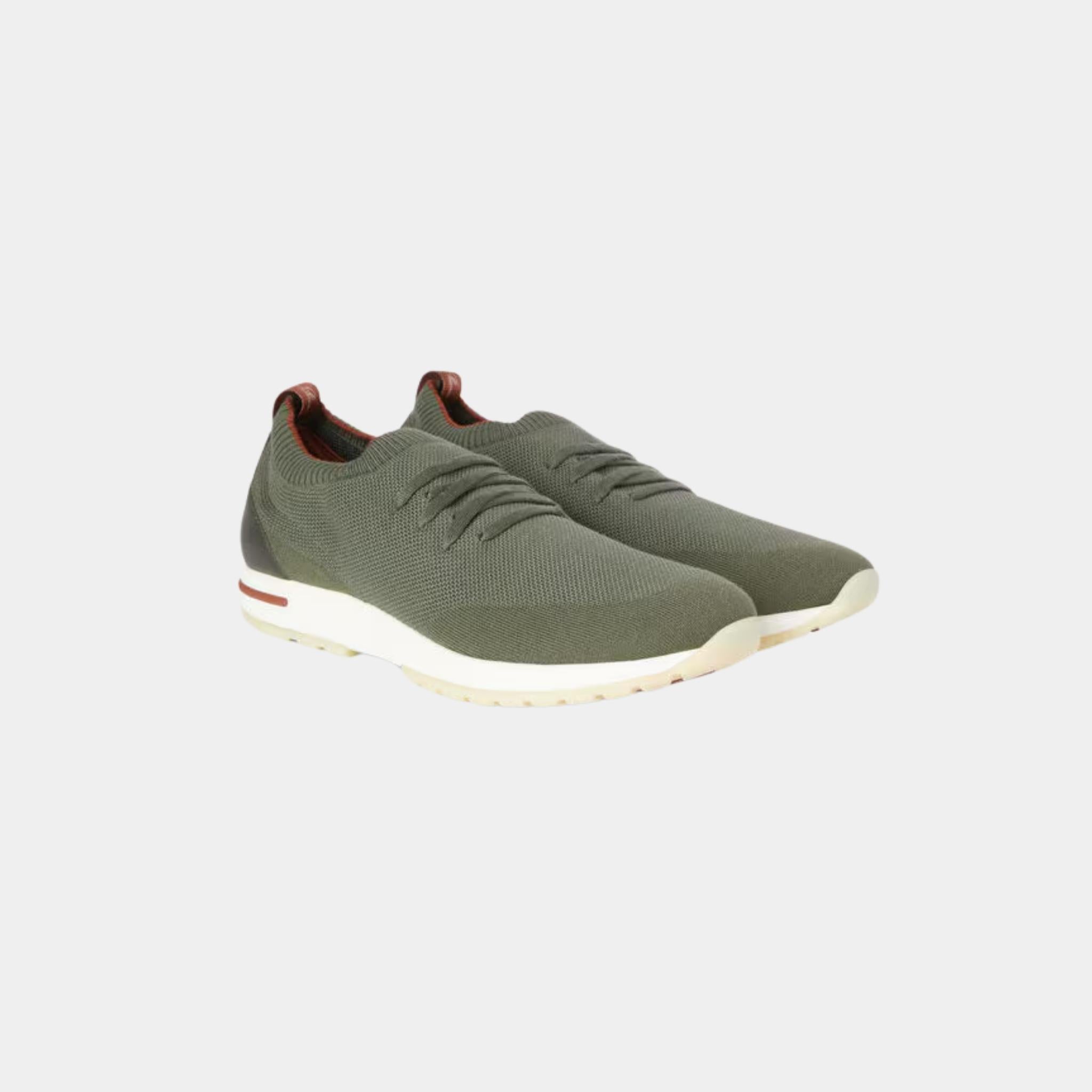 Loro Piana 360 Flexy Walk Sneaker Virgin Wool, Army Green, Front