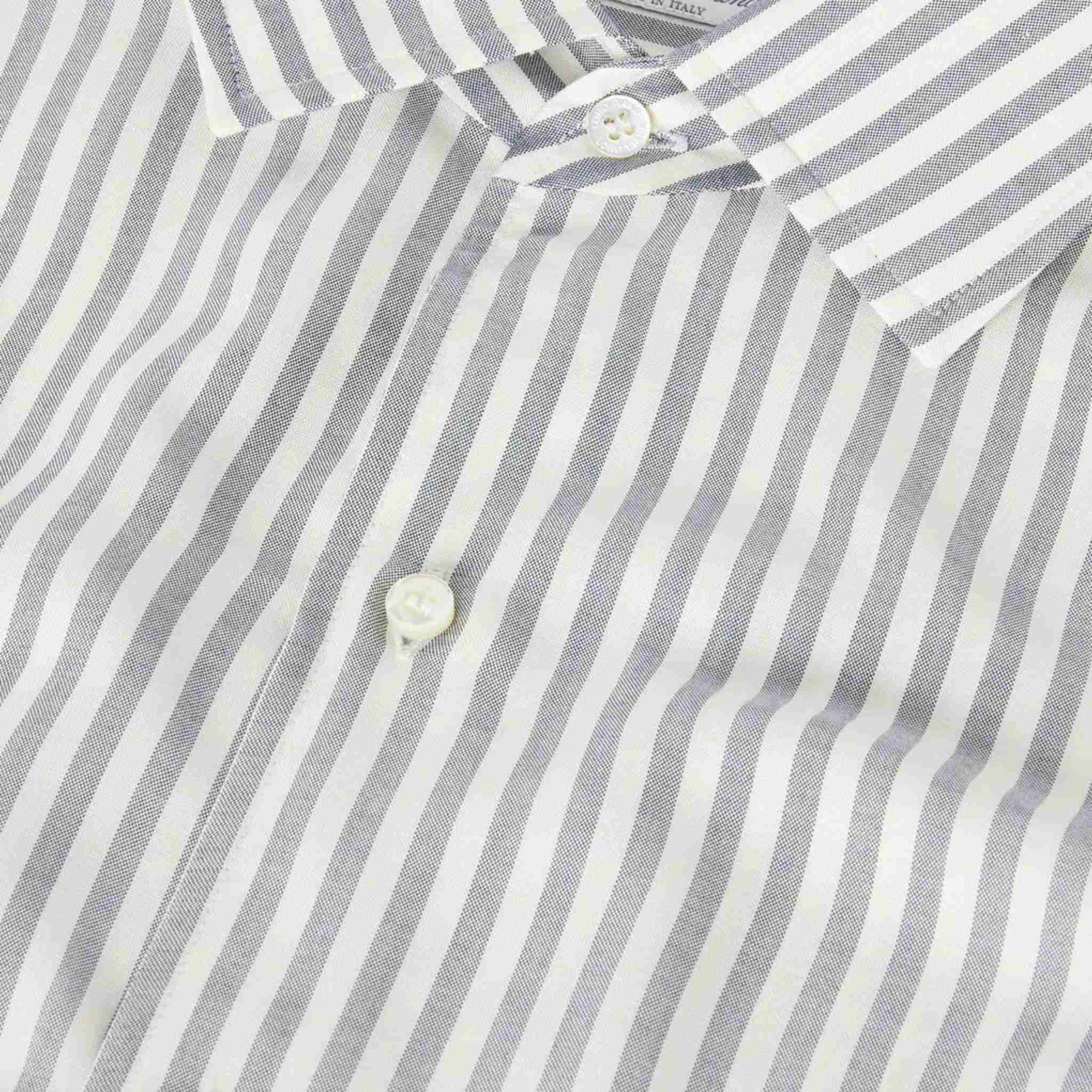 Loro Piana André Shirt Silk Washed Indigo Stripes, Closeup