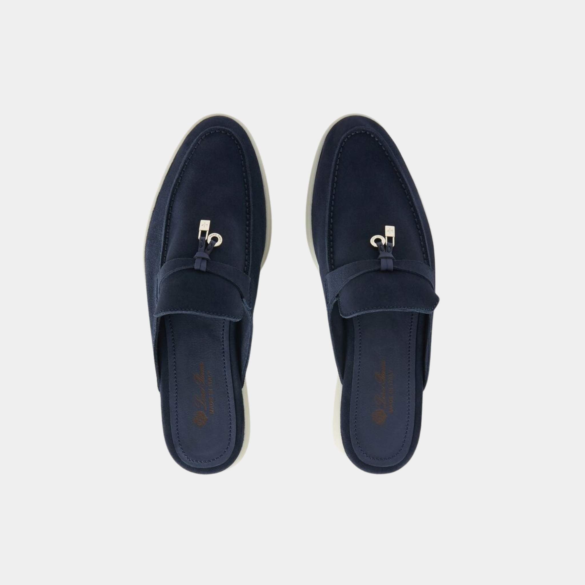 Loro Piana Babouche Charms Walk Loafers, Blue Melanga, Top View